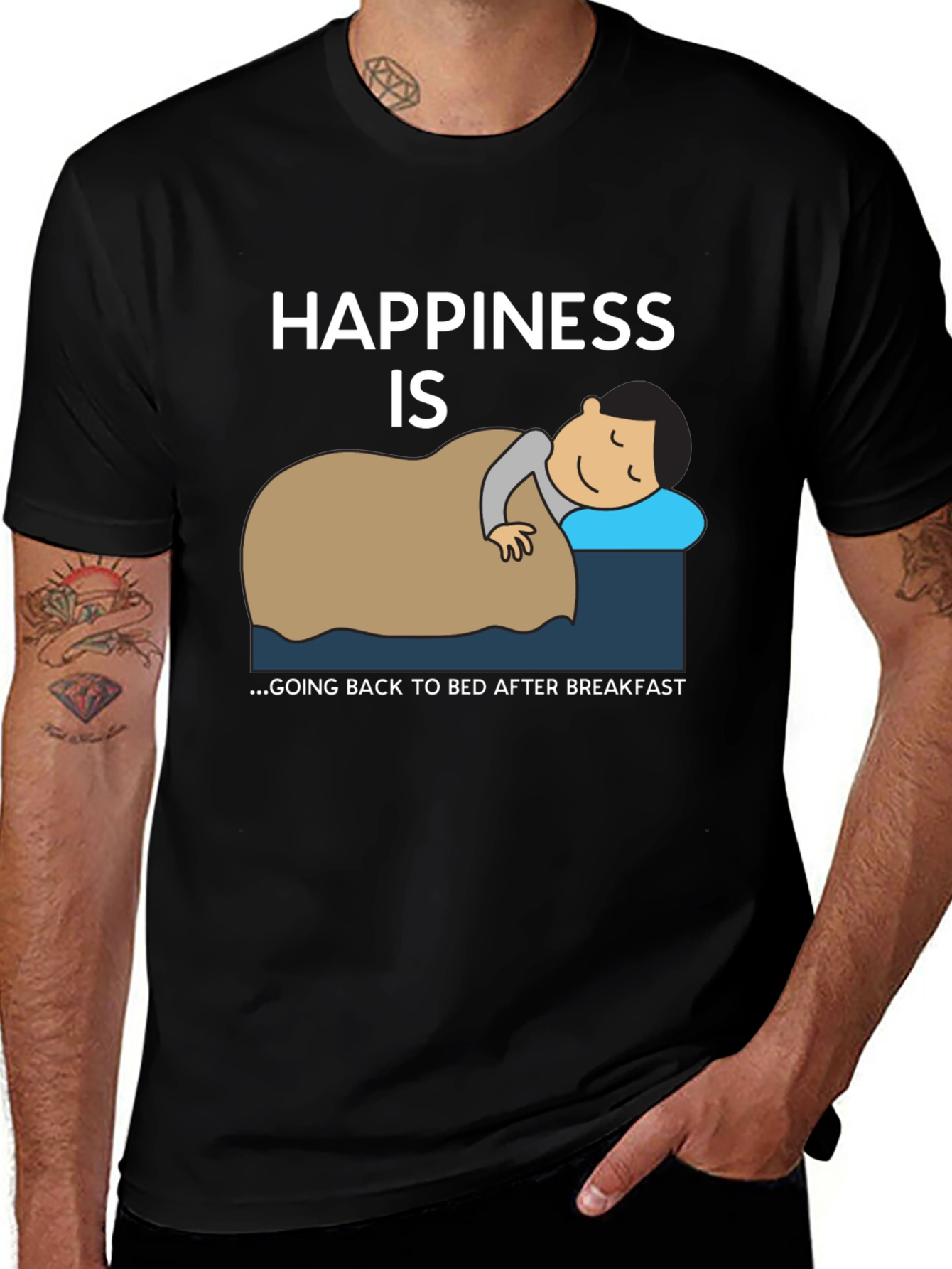 Variant 17 of Happiness is Back to Bed T-Shirt