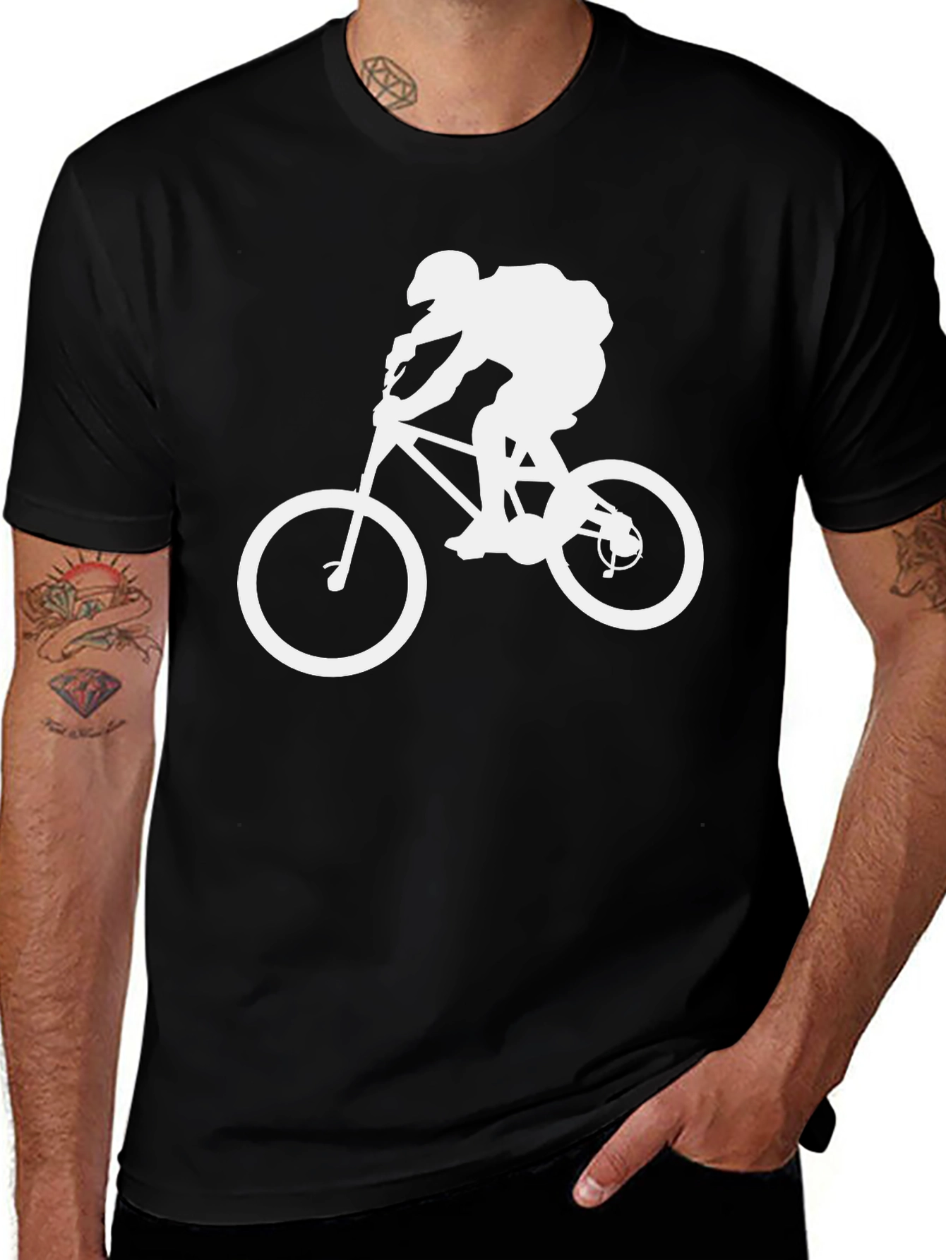 Variant 23 of Mountain Biker Graphic Tee - Black Cotton Shirt