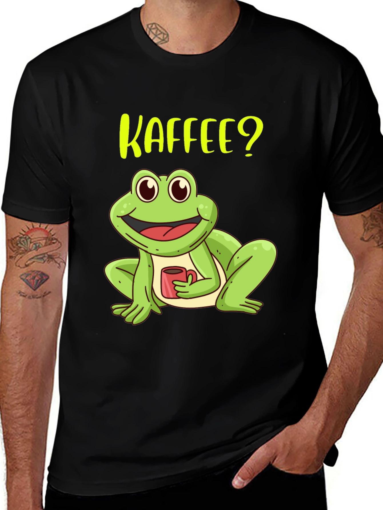 Kaffee? Frog Black T-Shirt - Coffee Lover Tee