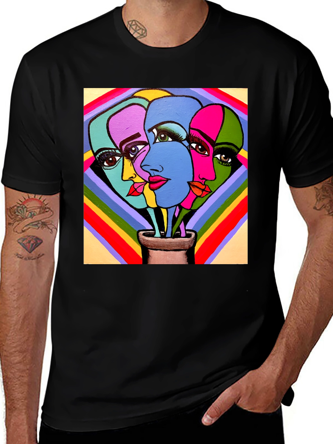Variant 11 of Abstract Faces Graphic Tee - Stylish Unisex T-Shirt