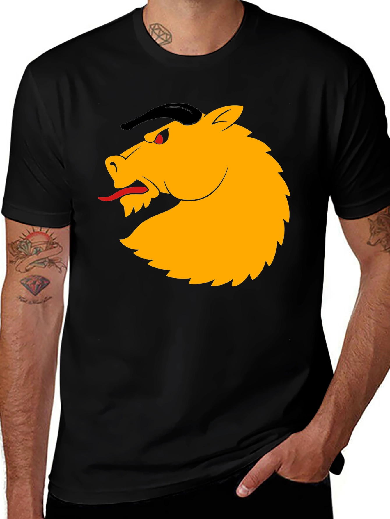 Variant 16 of Black T-Shirt with Horse Design