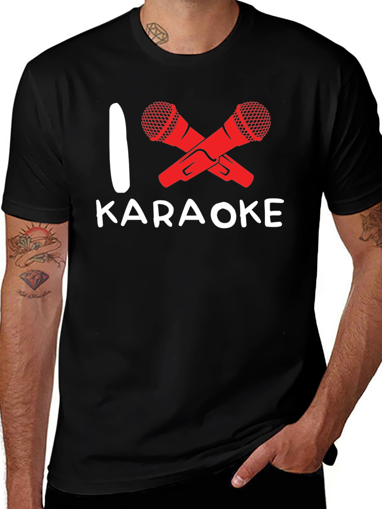 Variant 12 of I Love Karaoke T-Shirt - Red Mic Design