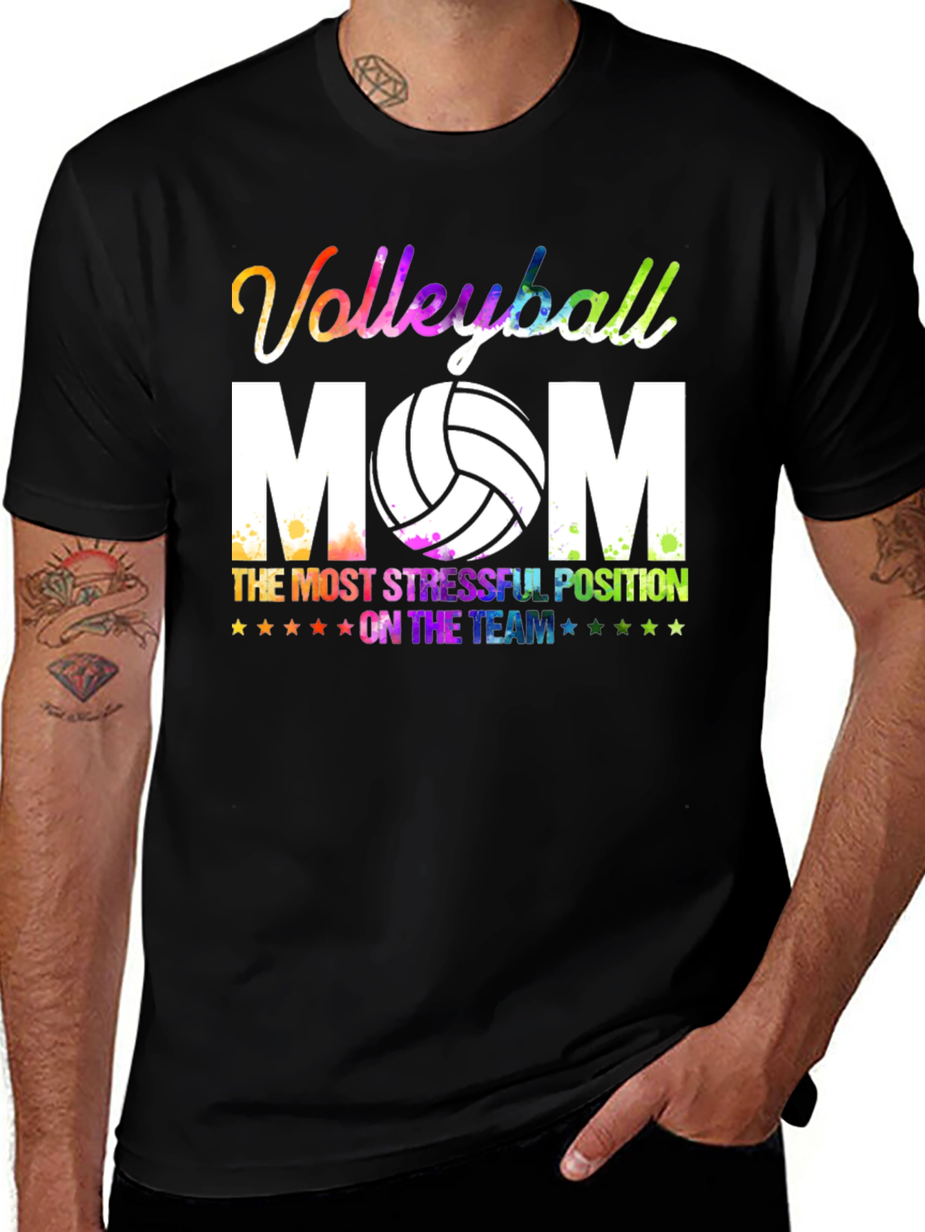 Black Volleyball Mom Graphic T-Shirt main image