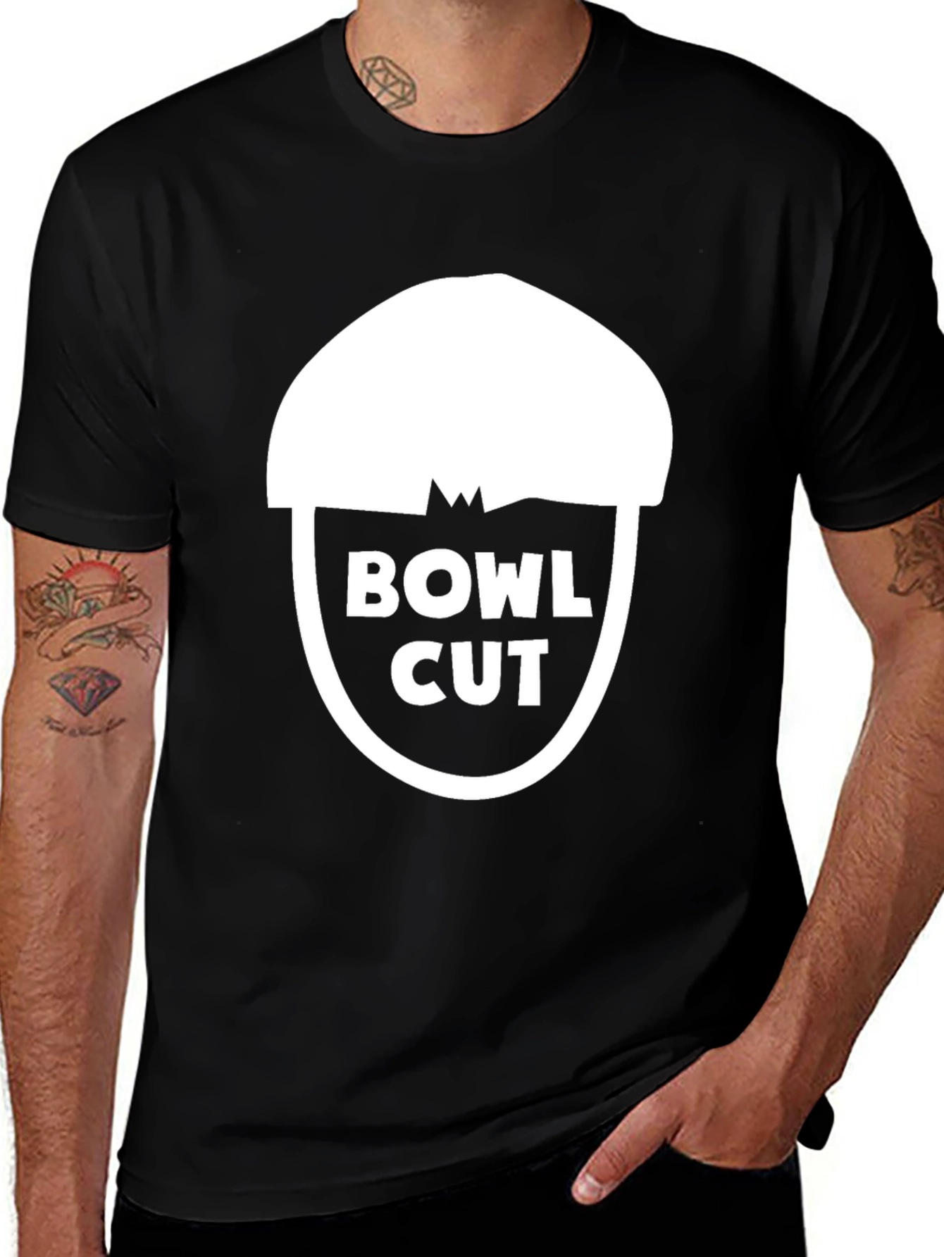 Variant 8 of Bowl Cut Graphic Tee - Mens Black T-Shirt