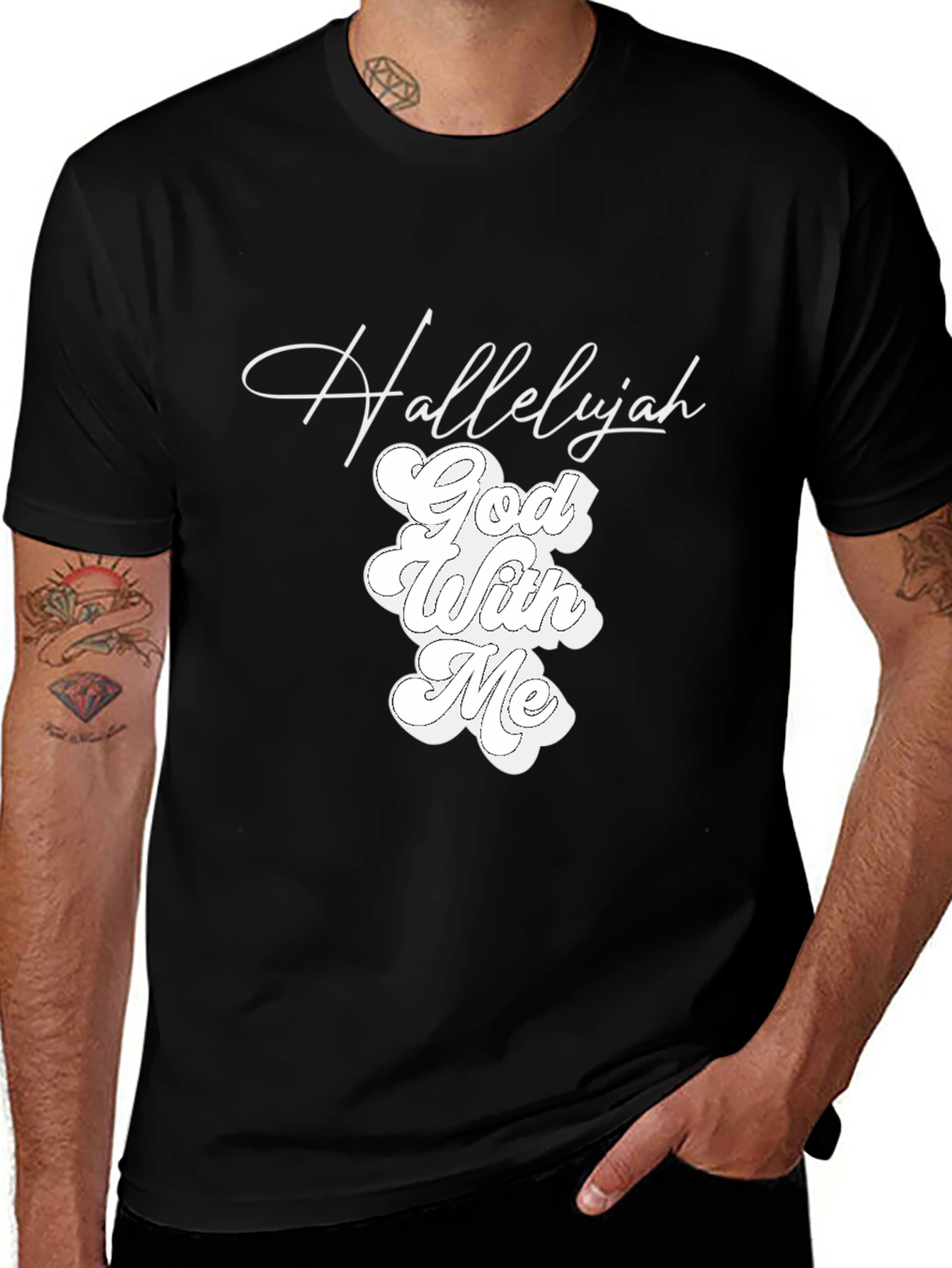Variant 2 of Hallelujah God With Me Black Graphic Tee