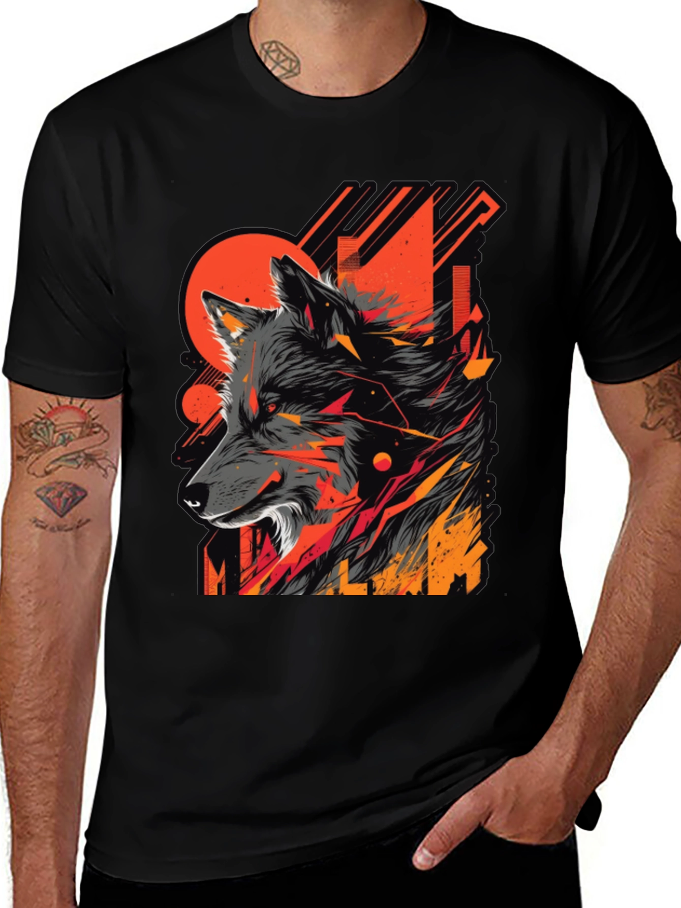 Variant 28 of Wolf Graphic Print Black T-Shirt