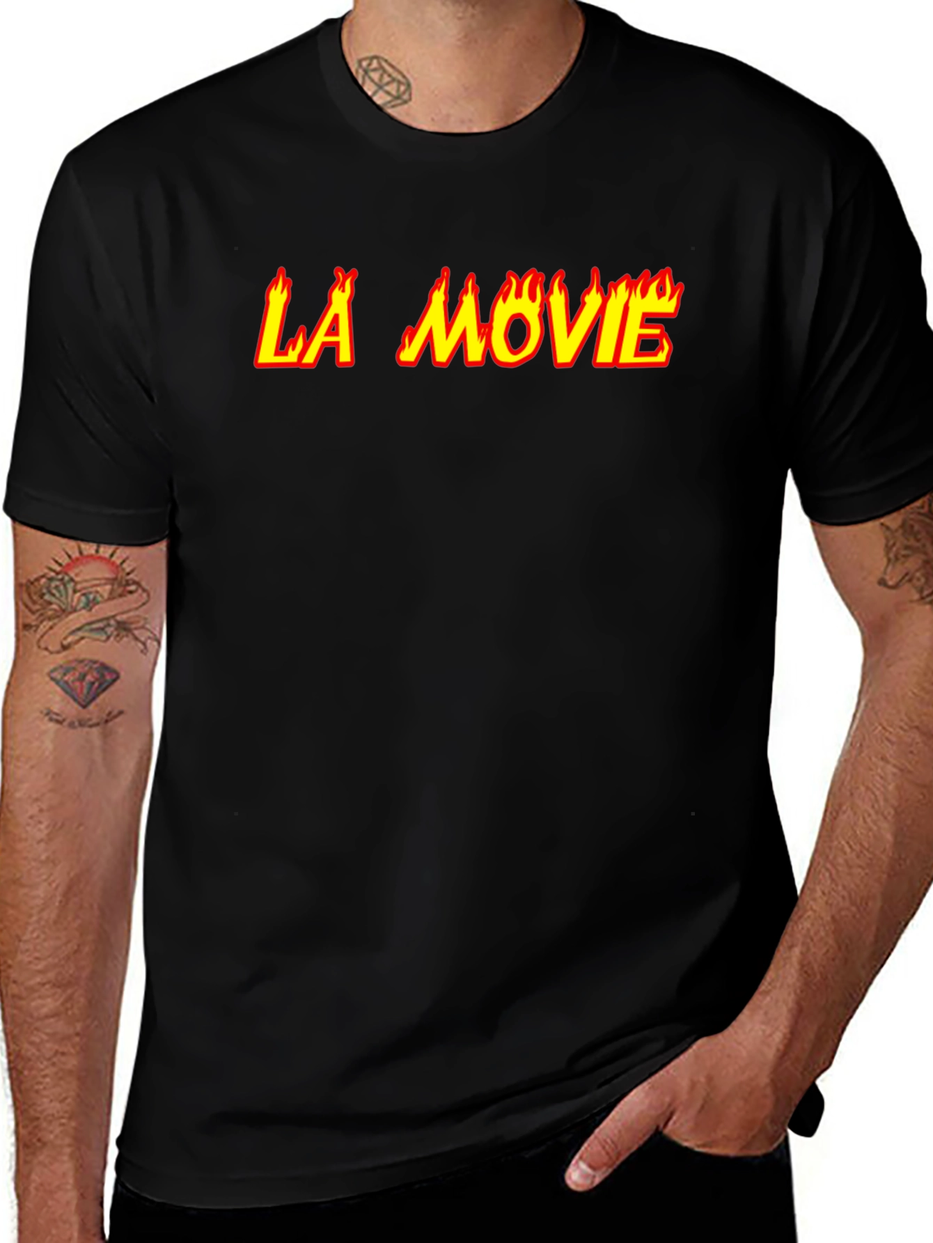 Variant 5 of LA Movie Graphic Tee - Flaming Text Design