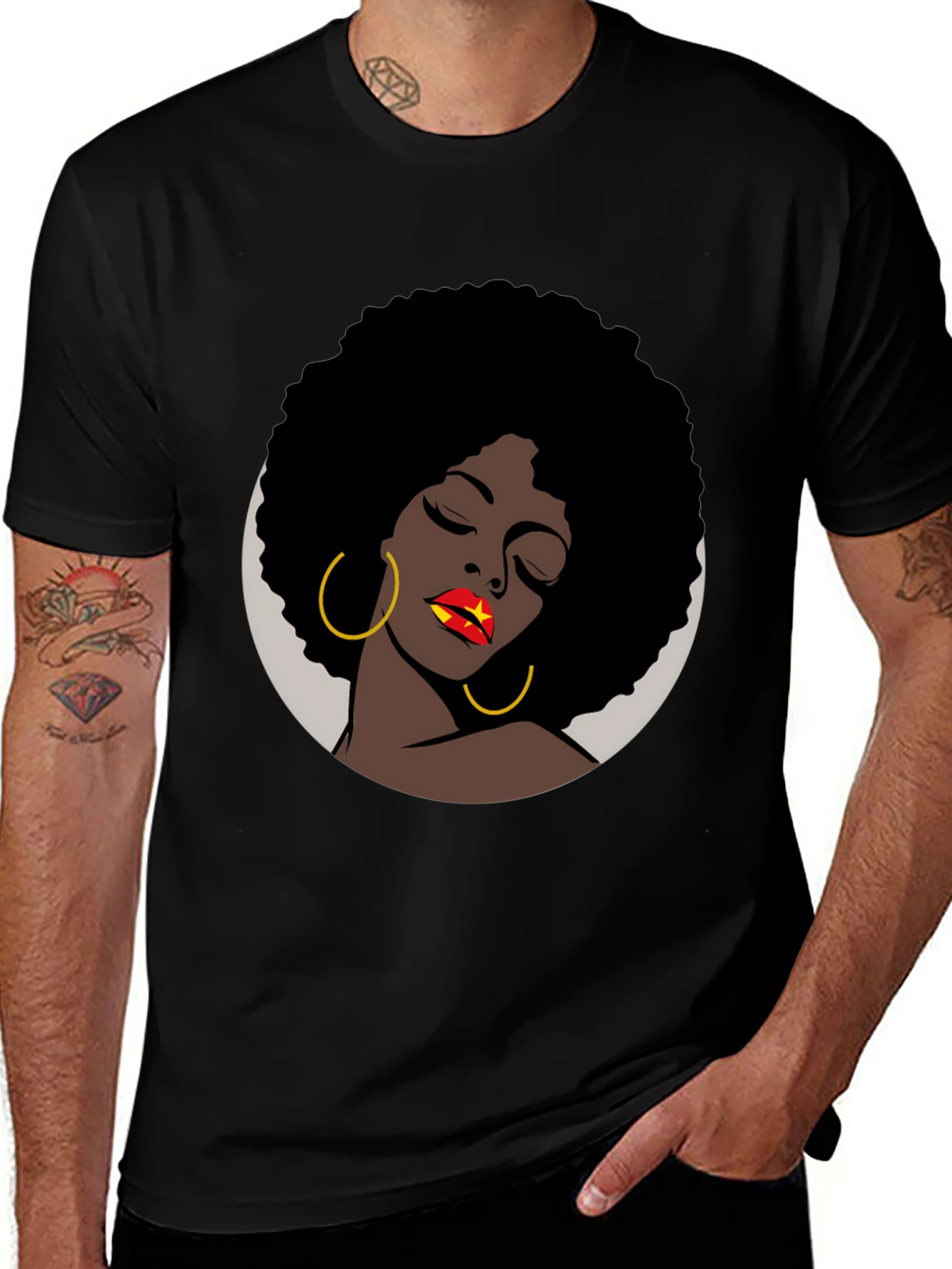 Variant 19 of Afro Queen Graphic Tee - Black T-Shirt