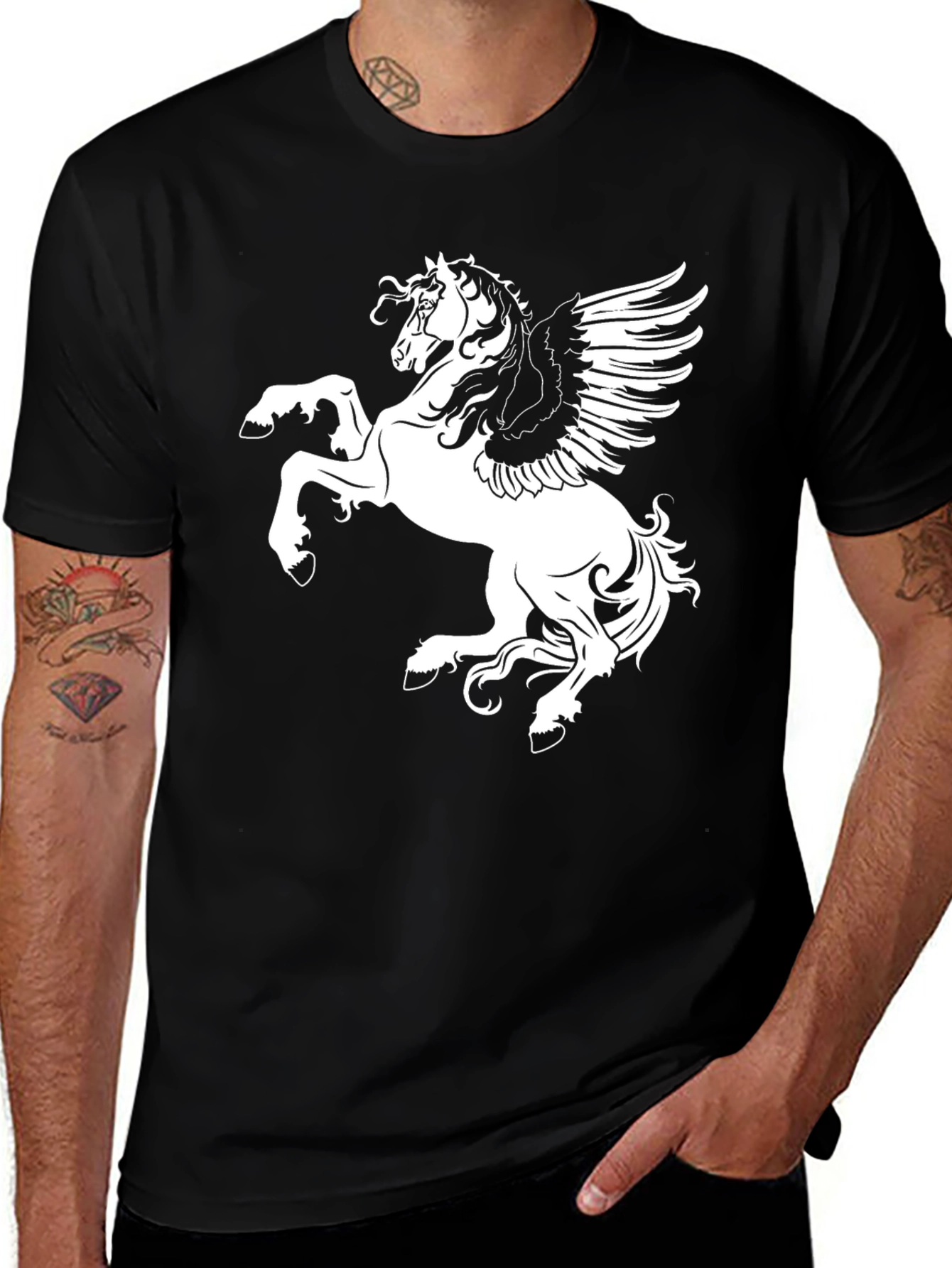 Variant 10 of Black Pegasus Graphic Tee | Men's Casual Shirt
