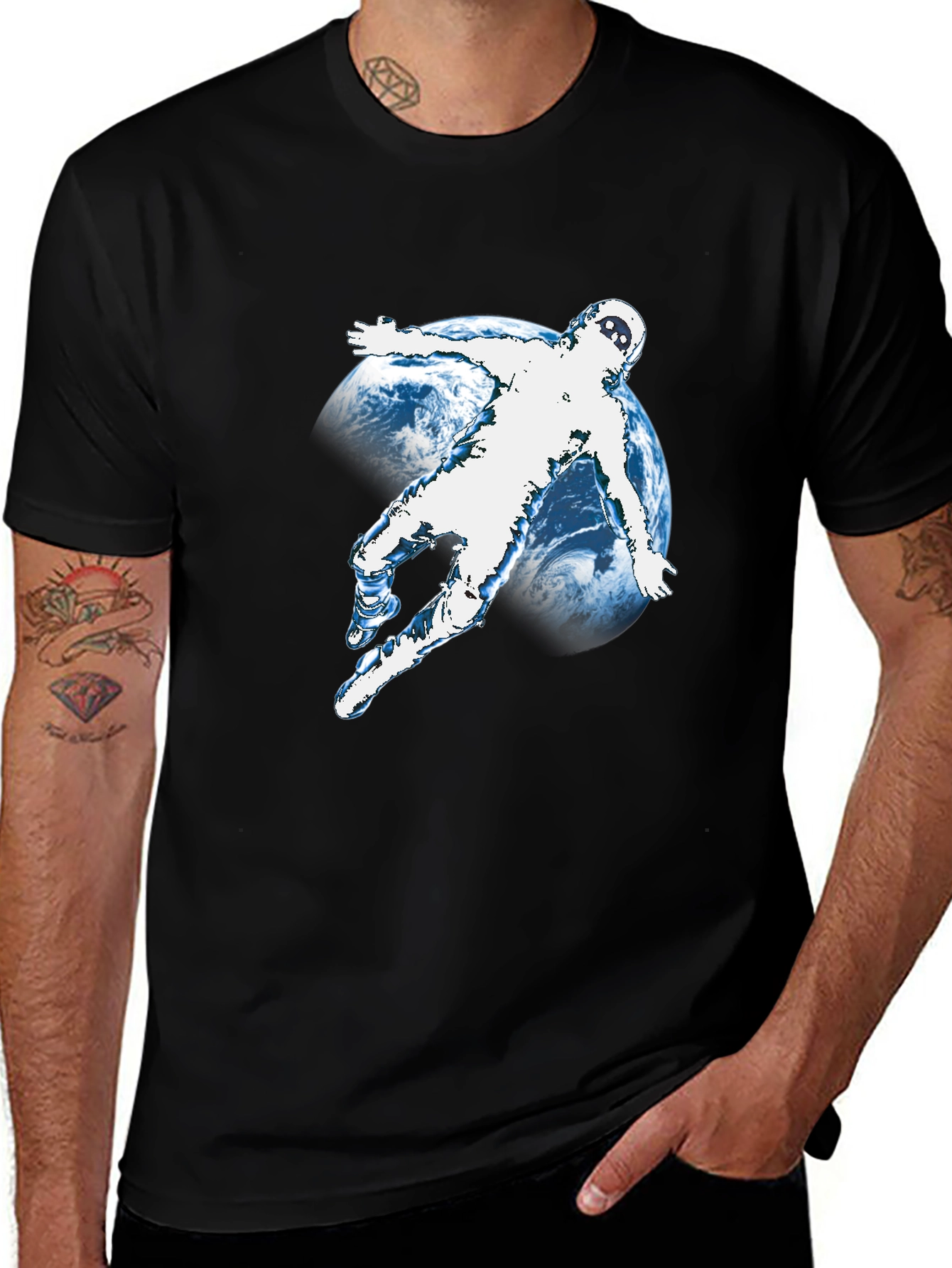Variant 12 of Astronaut Graphic T-Shirt - Black Crew Neck