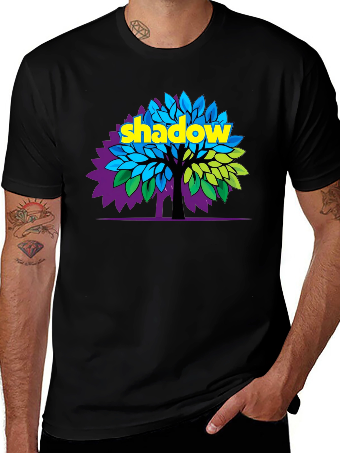 Variant 30 of Shadow Tree Graphic Print Black T-Shirt