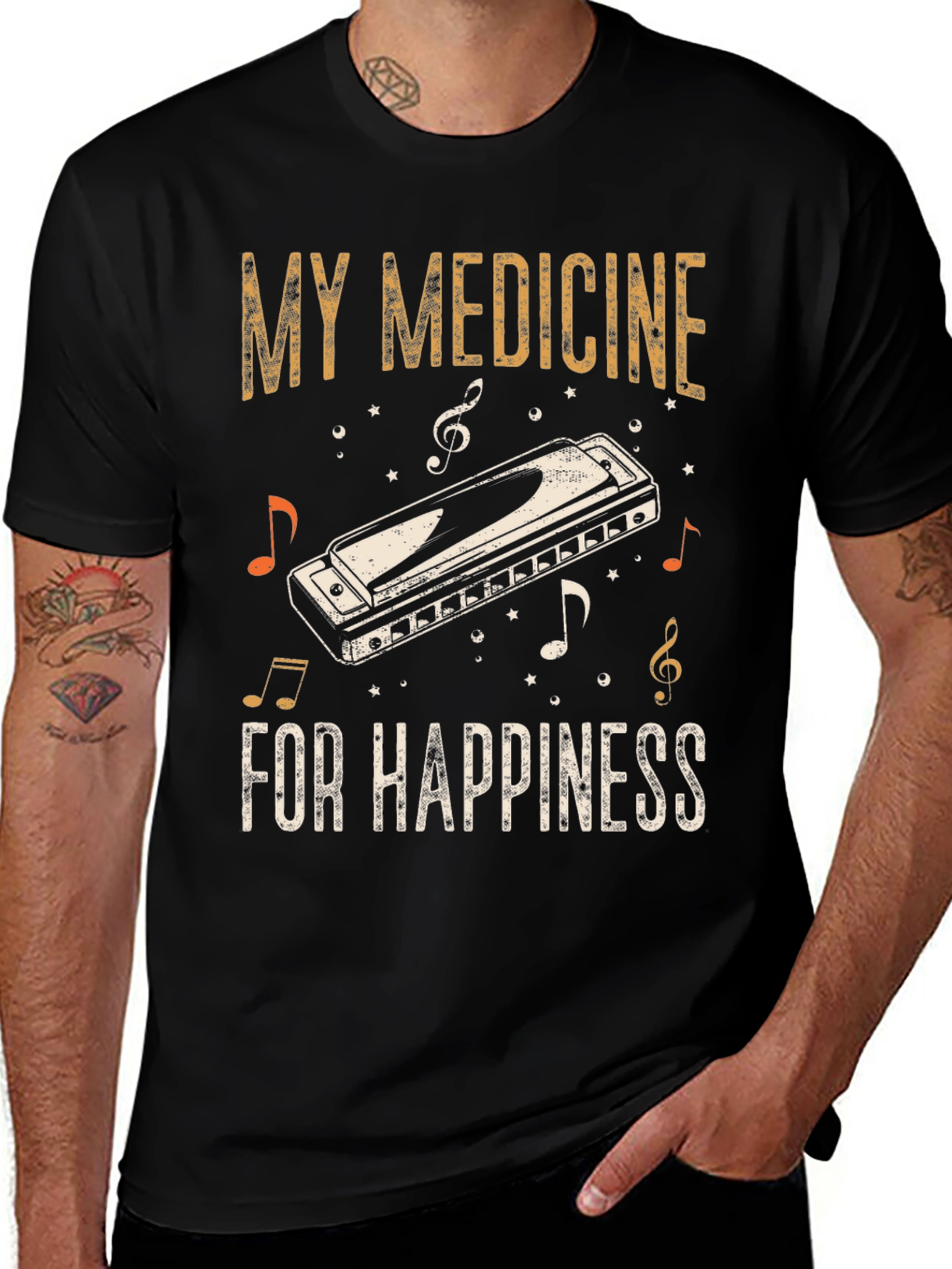 Variant 30 of My Medicine Harmonica T-Shirt - Music Lover Tee
