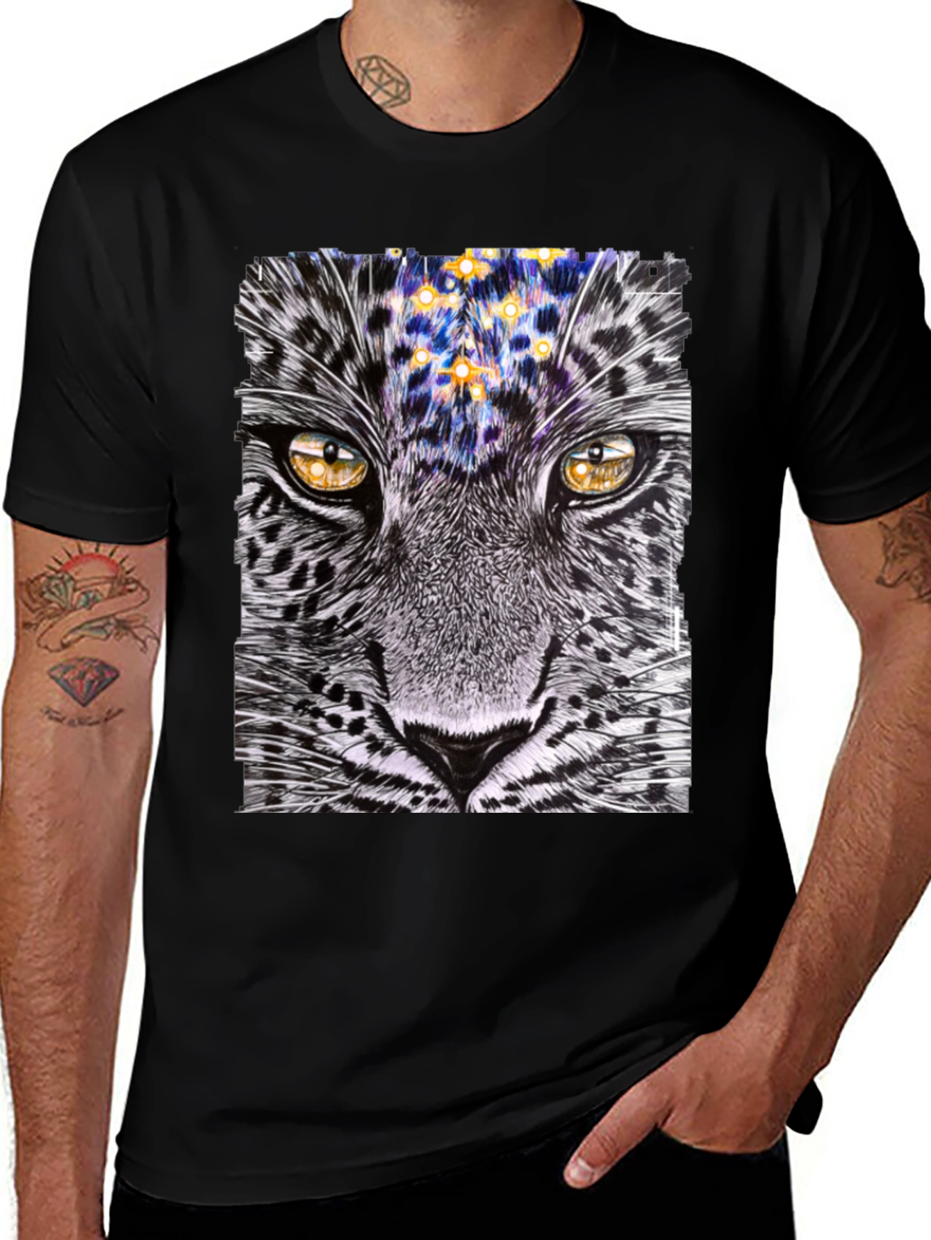 Variant 26 of Leopard Stargazer Graphic T-Shirt - Unique Animal Print Tee