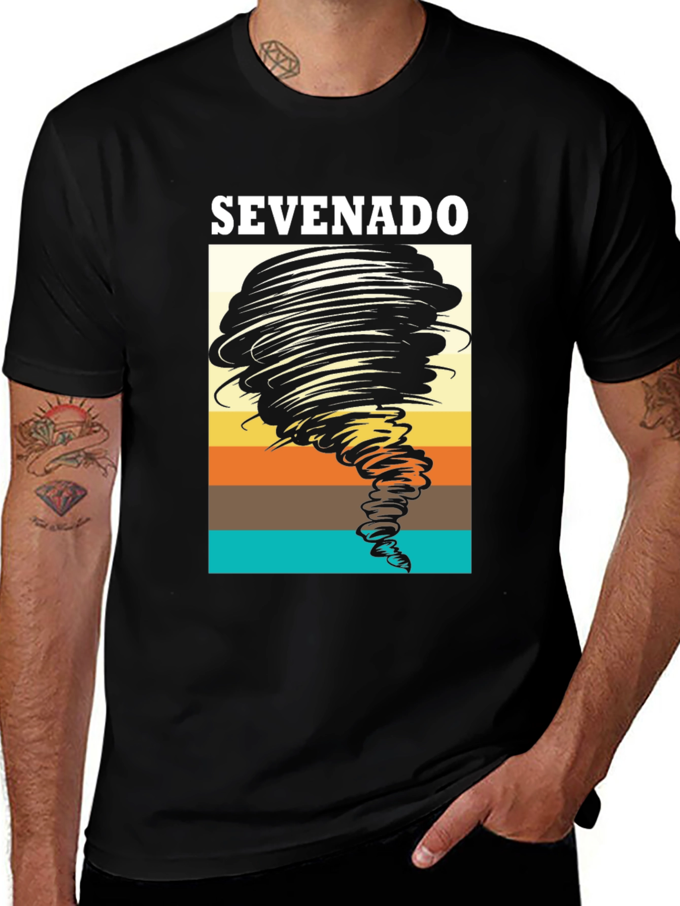 Variant 20 of Sevenado Graphic T-Shirt - Tornado Retro Design