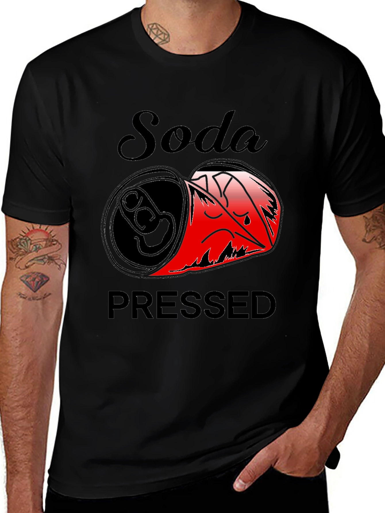 Black Soda Pressed Graphic Tee - Funny Pun T-Shirt main image