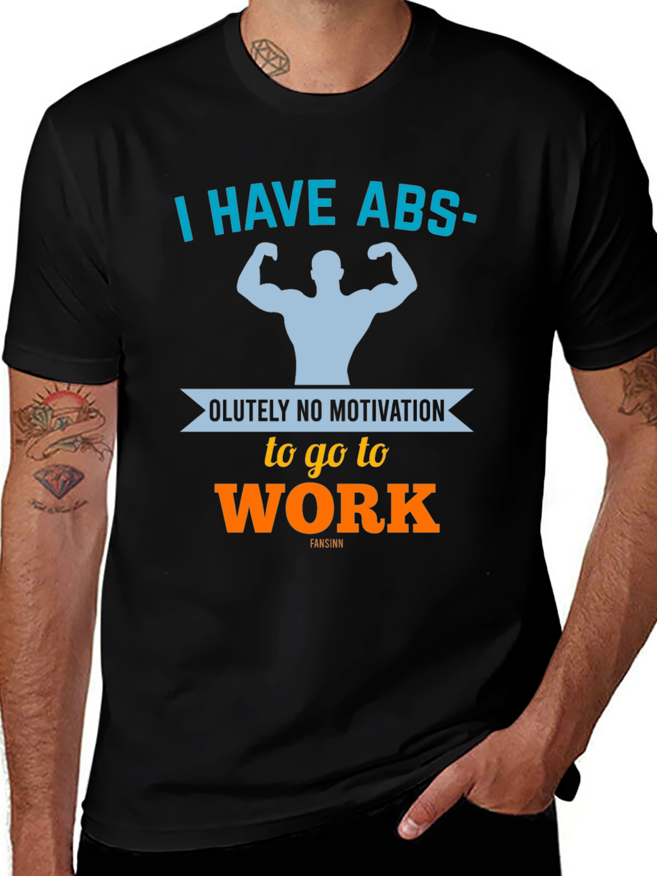 Variant 11 of Funny Gym Workout T-Shirt - Abs & No Motivation to Work