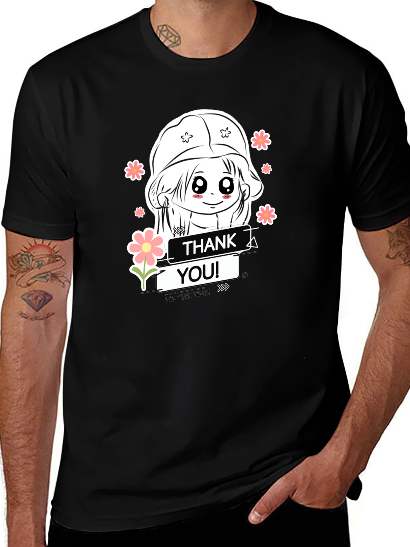 Variant 30 of Thank You Trust Graphic Tee - Black Cotton