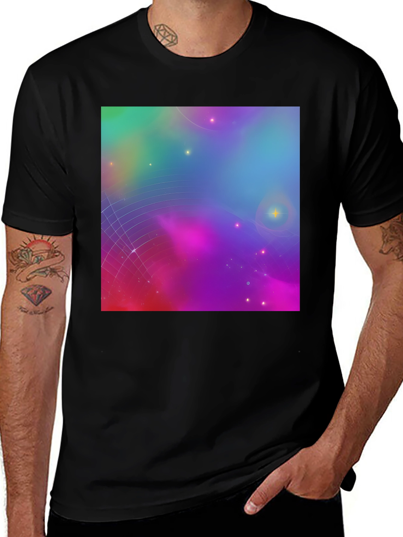 Variant 26 of Galaxy Print Black Tee