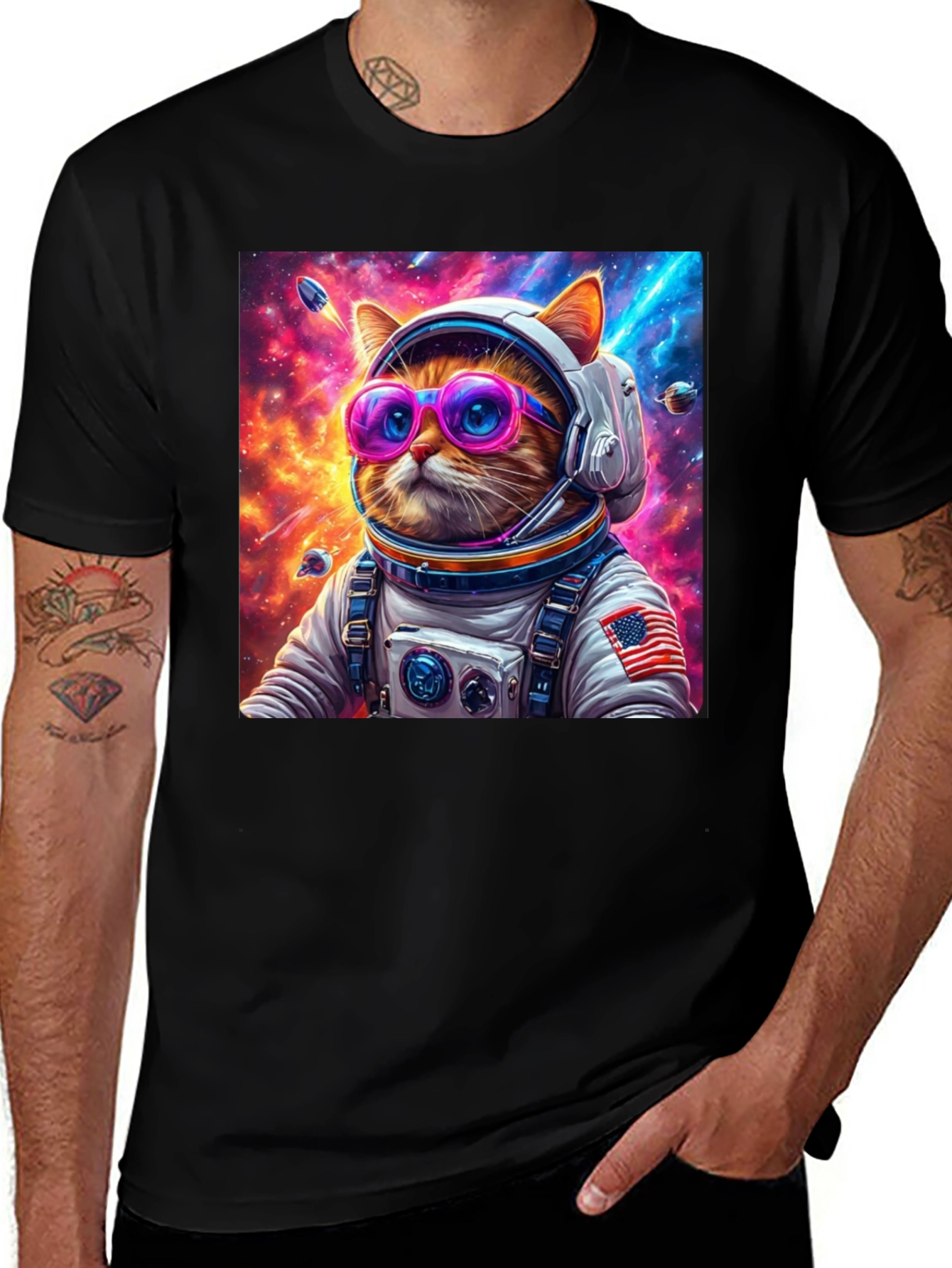 Variant 6 of Cool Cat Astronaut Graphic Tee