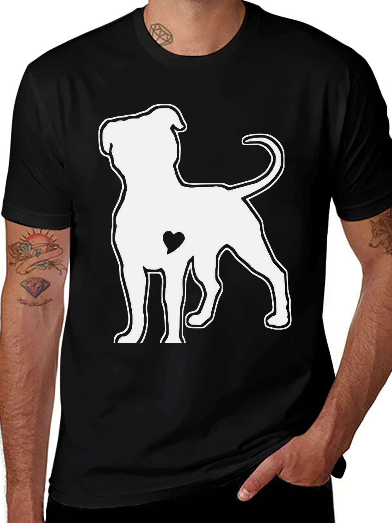 Variant 13 of Dog Lover Black T-Shirt with Heart