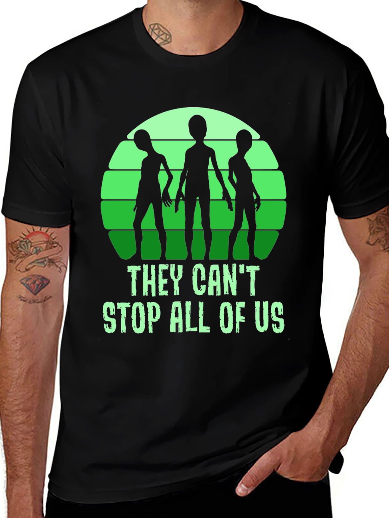 Variant 24 of They Can't Stop All Of Us Alien Graphic T-Shirt