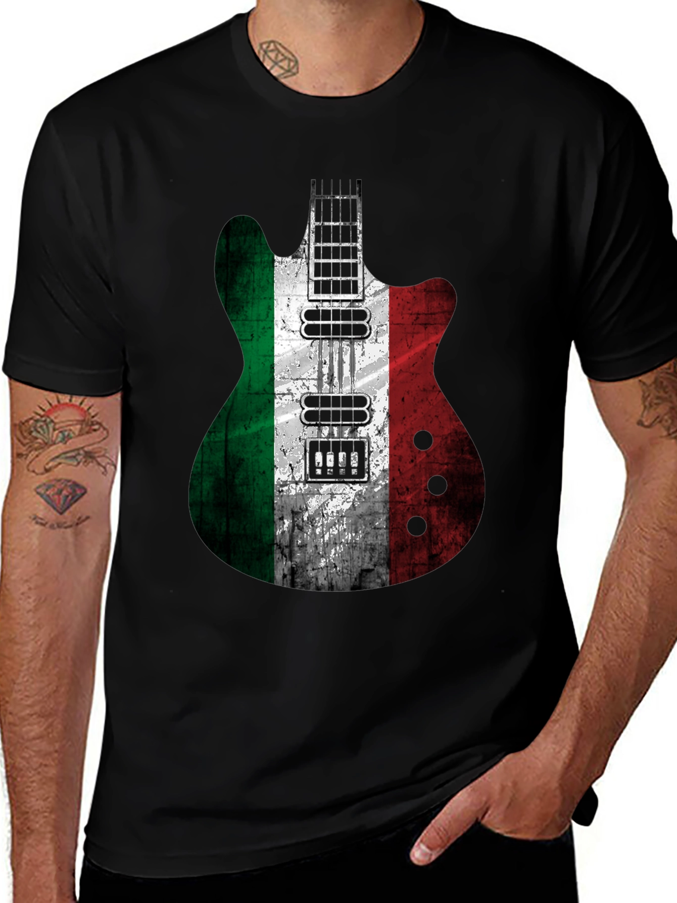 Italian Flag Guitar Graphic Tee - Rock Your Style!