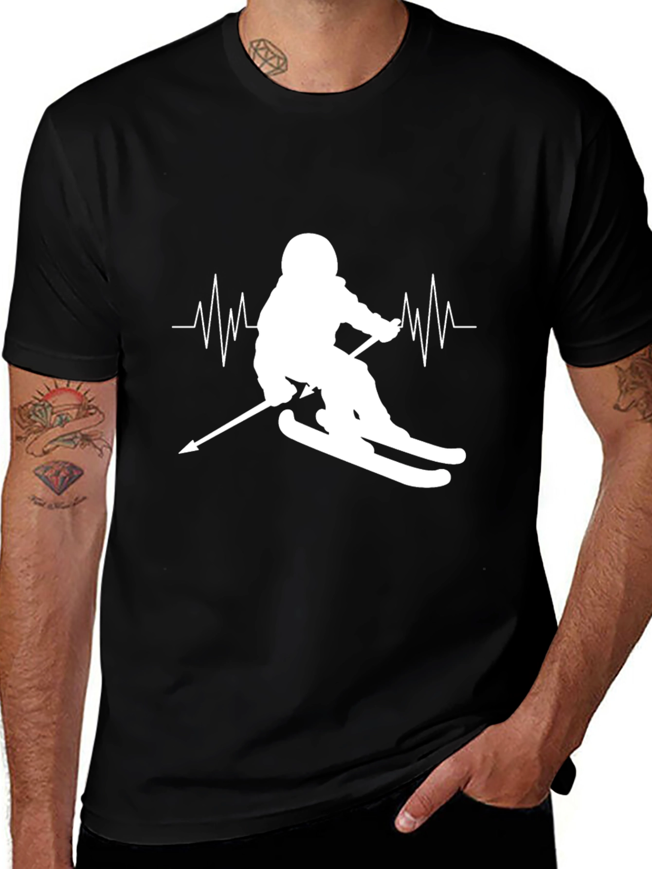 Variant 12 of Skier Heartbeat Graphic T-Shirt