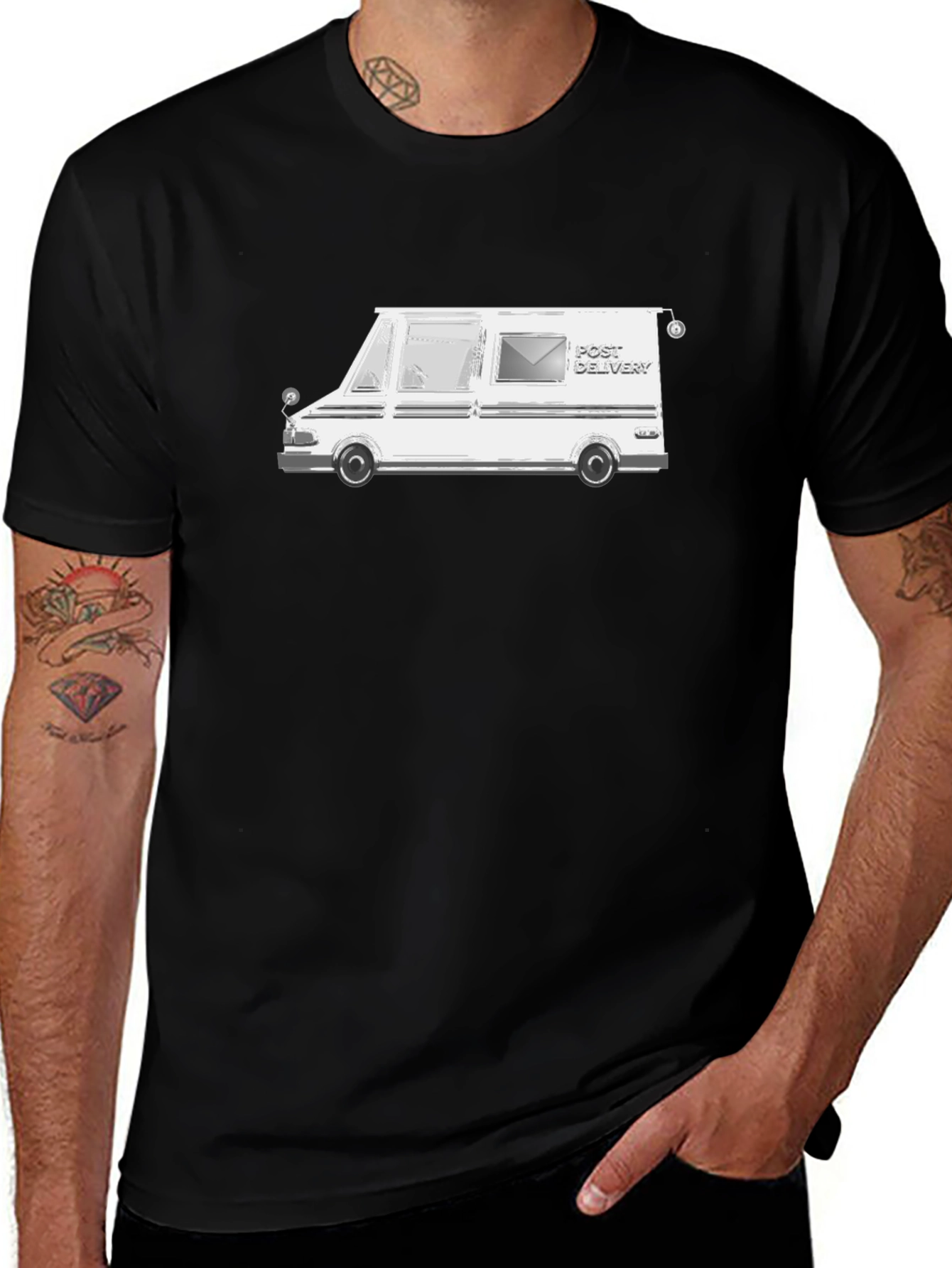 Variant 3 of Mail Delivery Van T-Shirt - Black