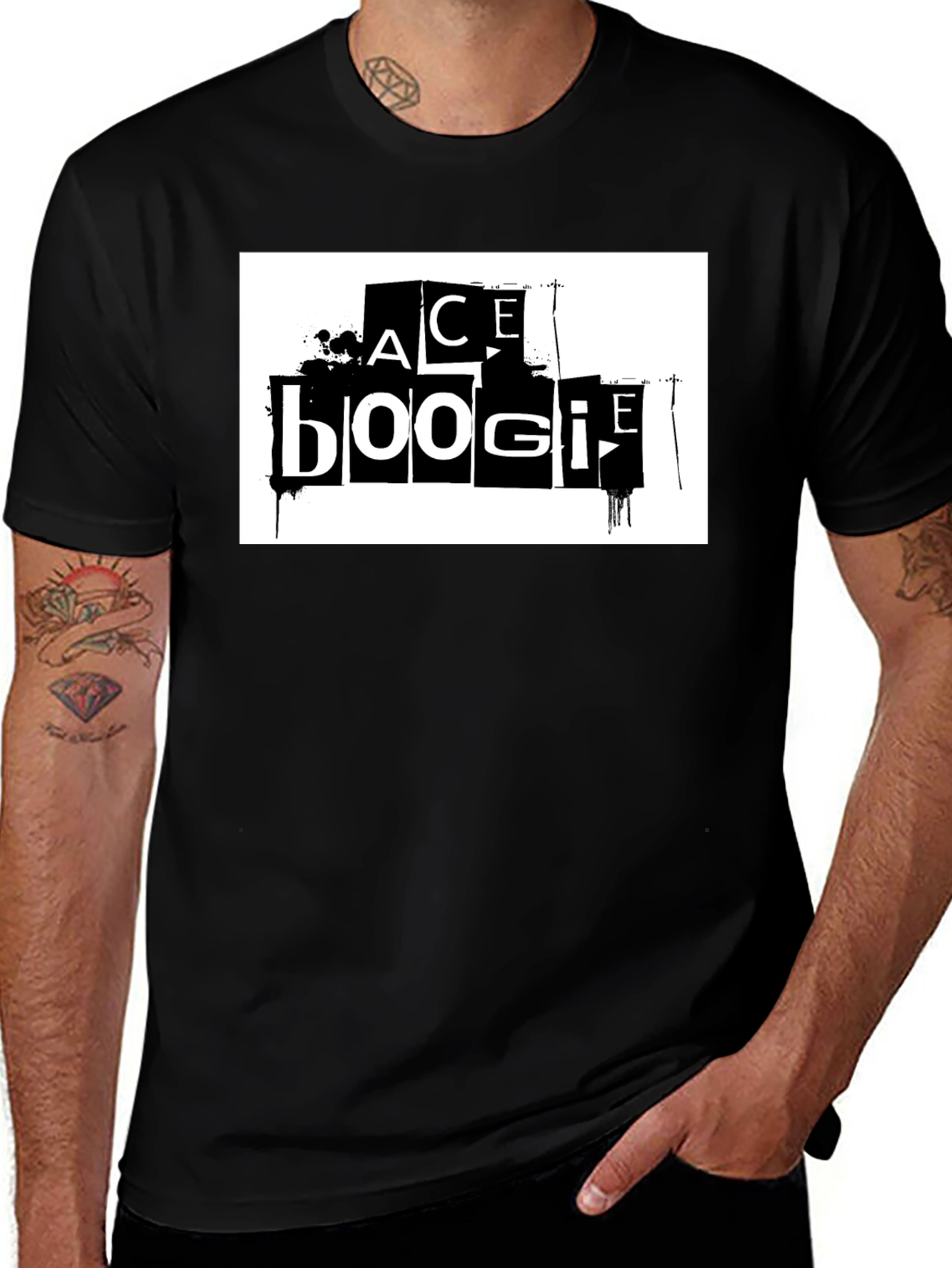 Variant 13 of Ace Boogie Graphic Tee - Black Cotton Blend T-Shirt