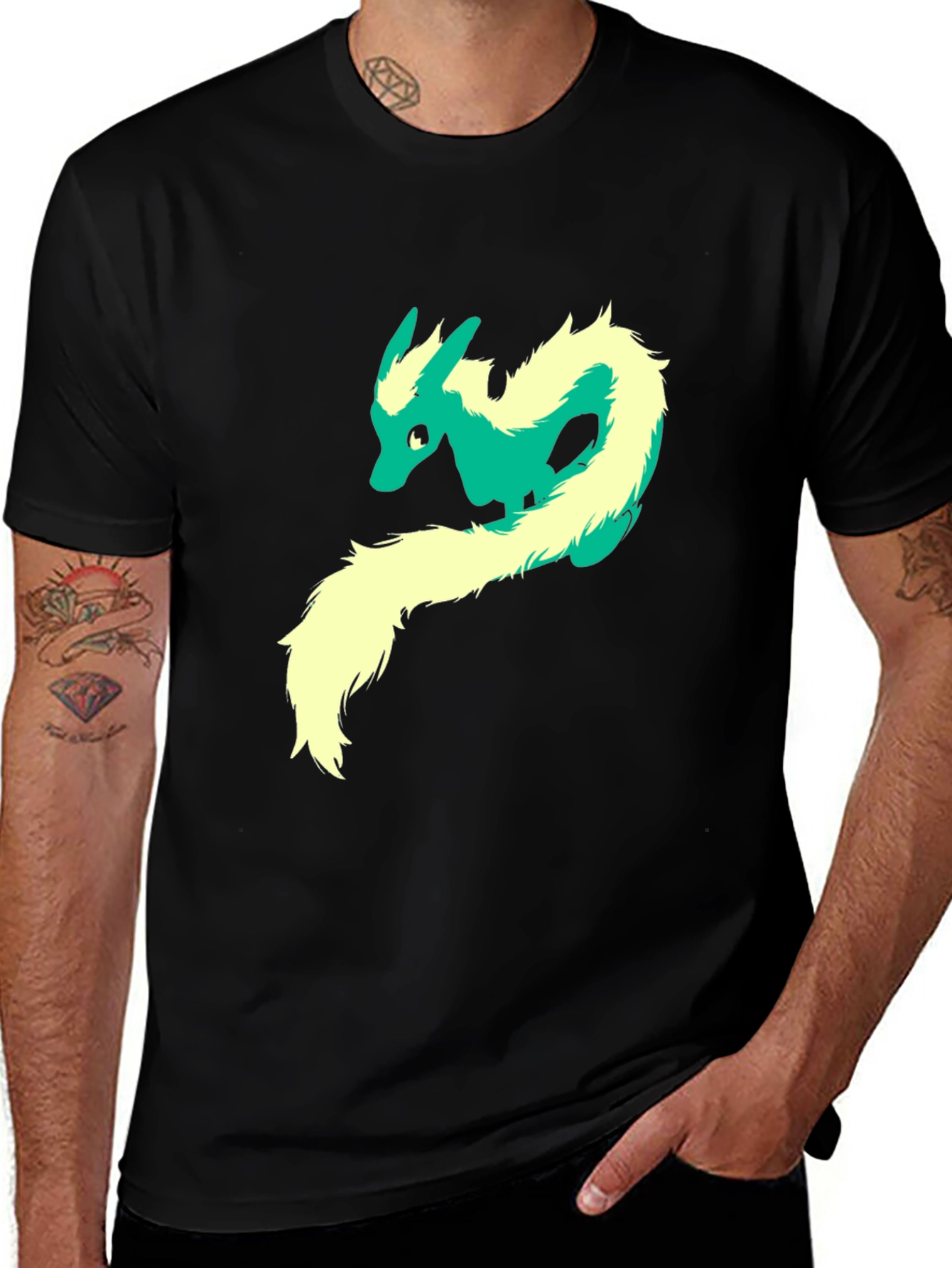 Variant 14 of Dragon Graphic Tee - Black Cotton T-Shirt