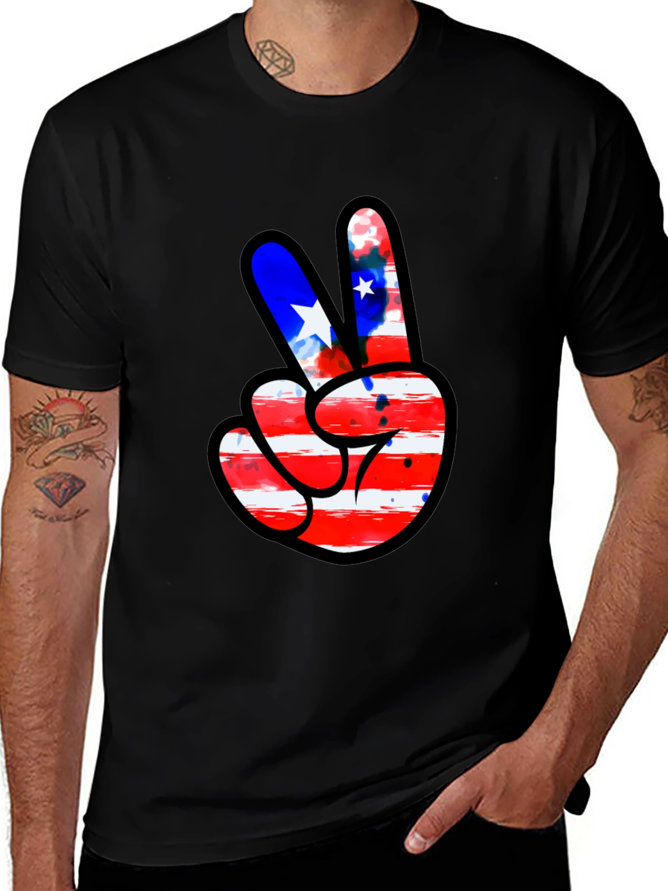 Variant 16 of Peace Sign American Flag Graphic Tee