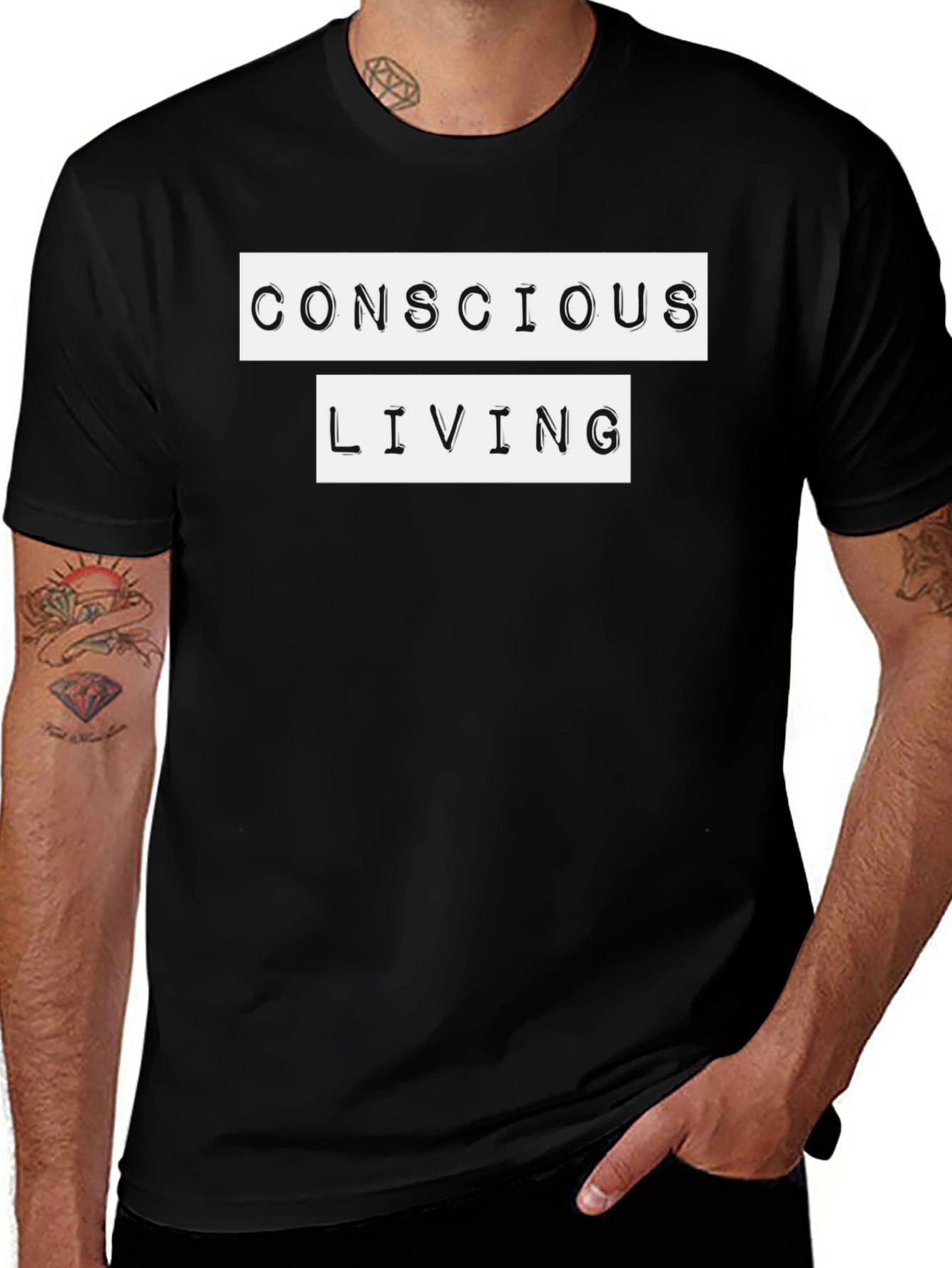 Variant 3 of Conscious Living Graphic Tee - Black