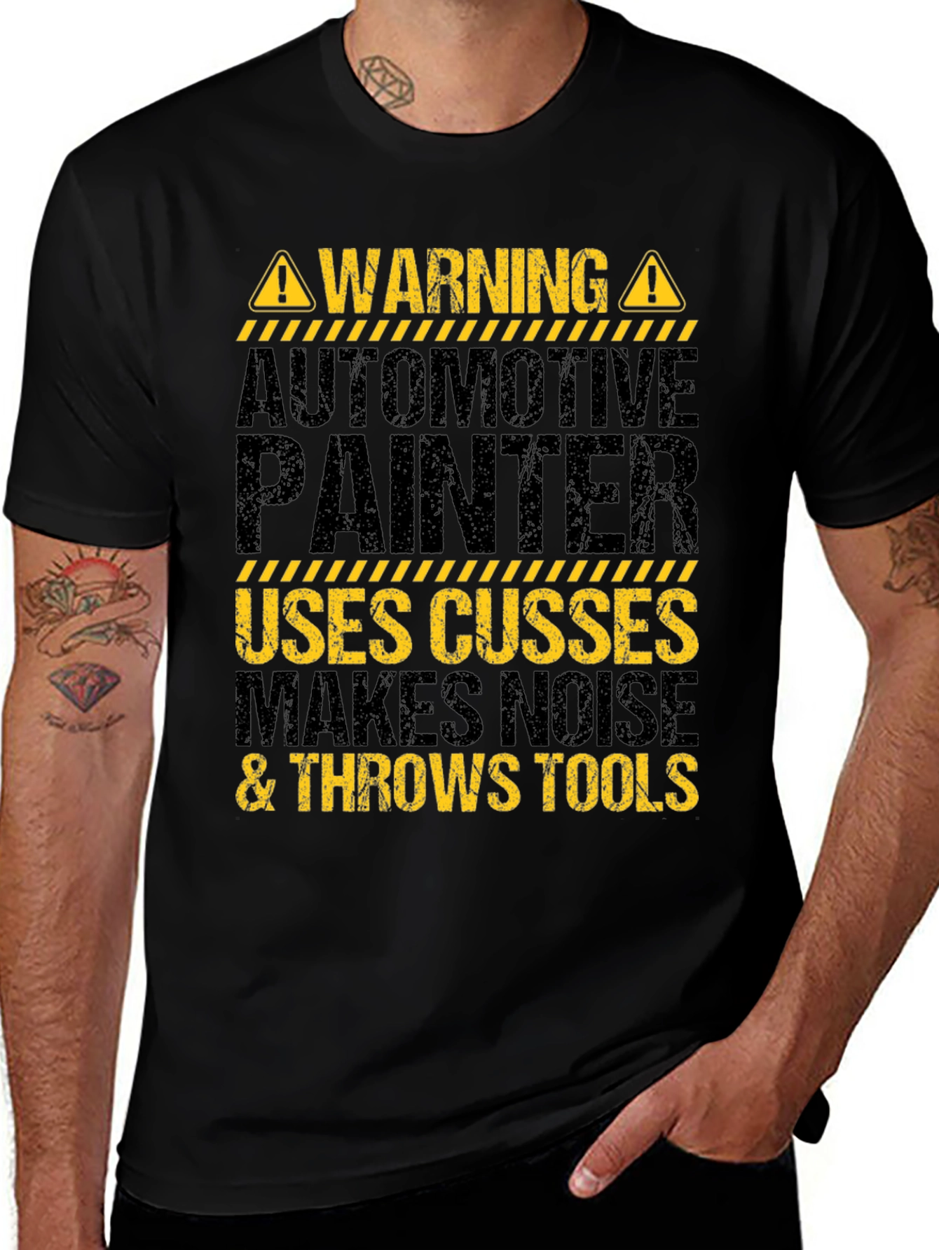 Variant 13 of Warning Automotive Painter Black Graphic Tee