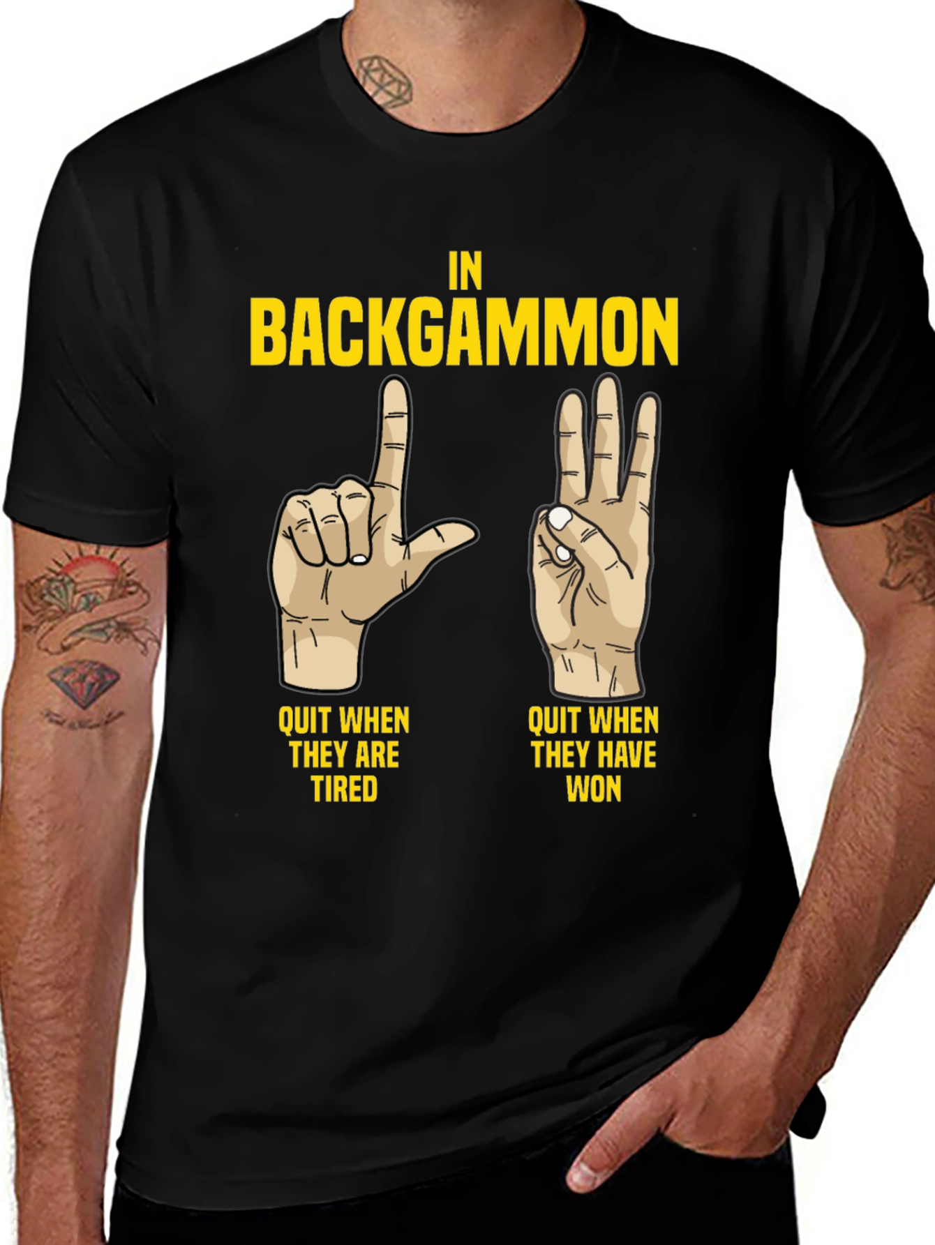Variant 7 of Backgammon Funny T-Shirt: Quit When Tired/Won