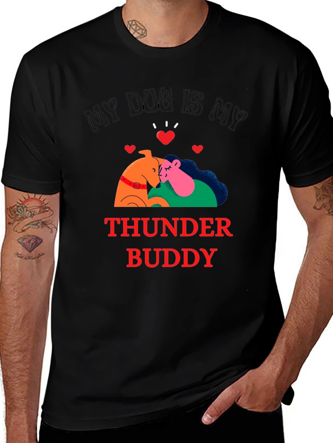 Variant 15 of My Dog is My Thunder Buddy Black T-Shirt