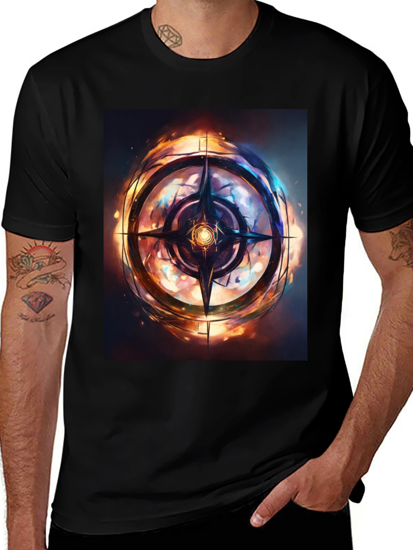 Variant 15 of Mystic Compass Graphic Black T-Shirt