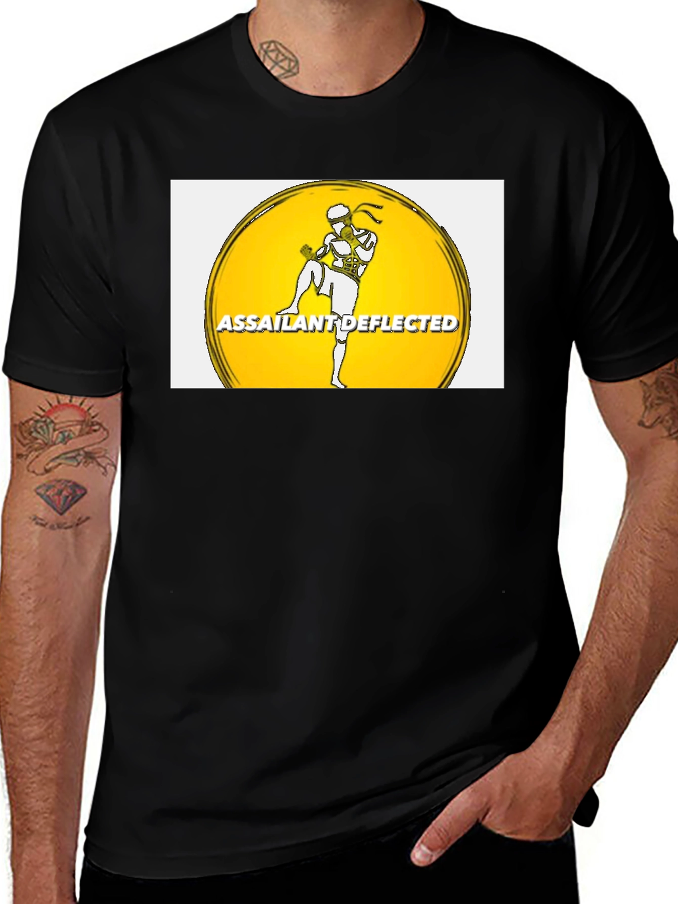 Variant 25 of Assailant Deflected Black T-Shirt - Martial Arts Design