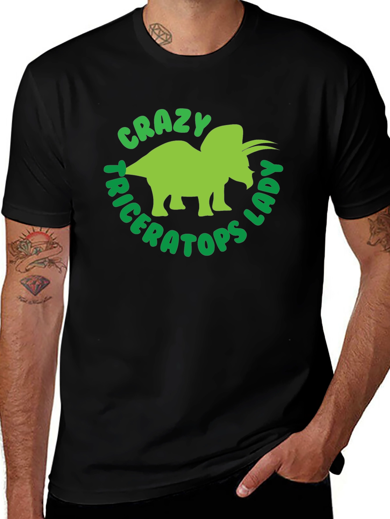 Crazy Triceratops Lady Graphic Tee