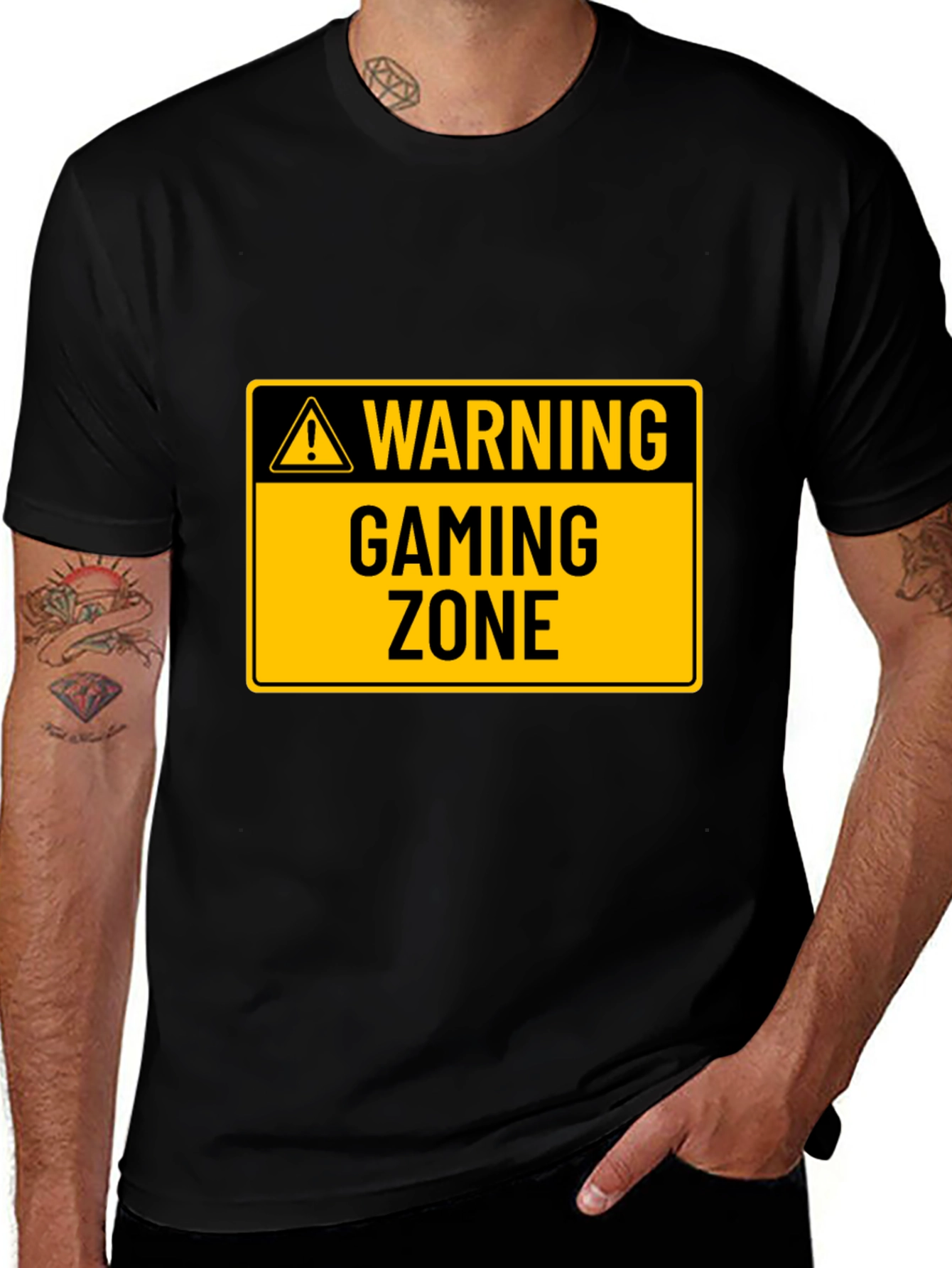 Variant 25 of Warning Gaming Zone Black Graphic T-Shirt