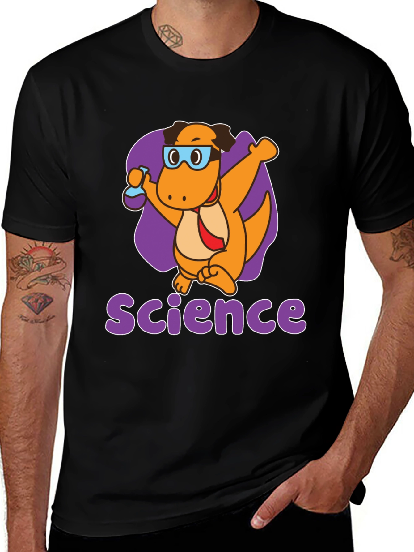 Variant 13 of Science Dino T-Shirt - Black, Fun & Educational!