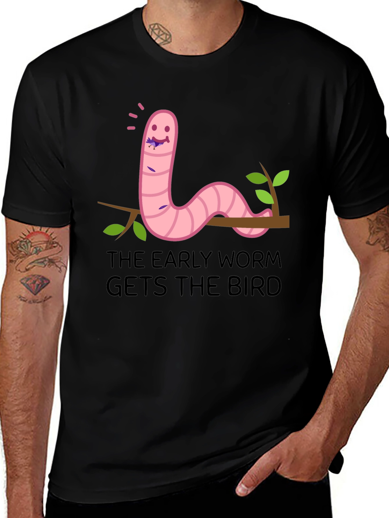 Variant 21 of Early Worm T-Shirt - Funny Cartoon Graphic Tee