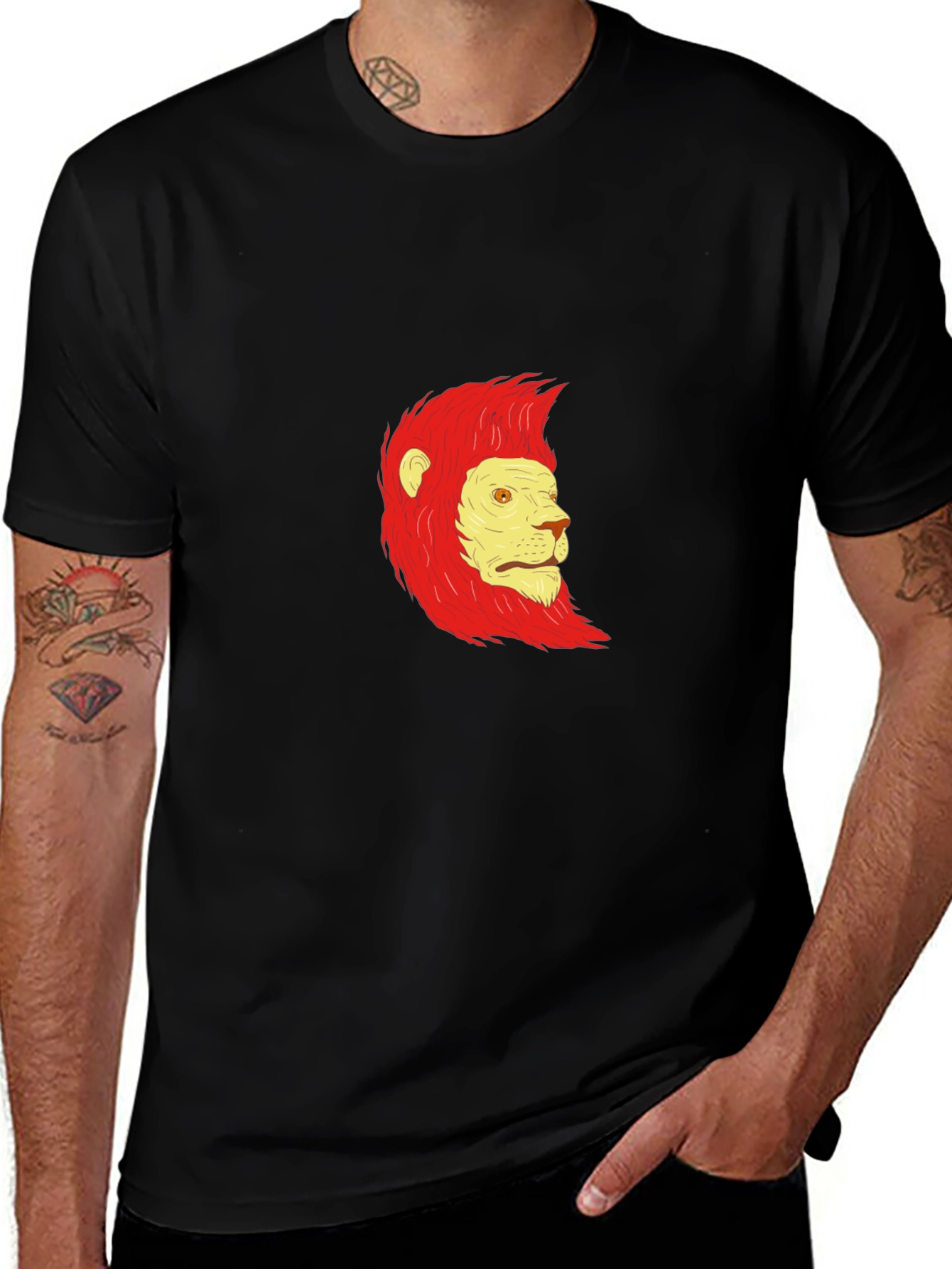 Variant 11 of Lion Graphic Black T-Shirt - Bold Statement Tee