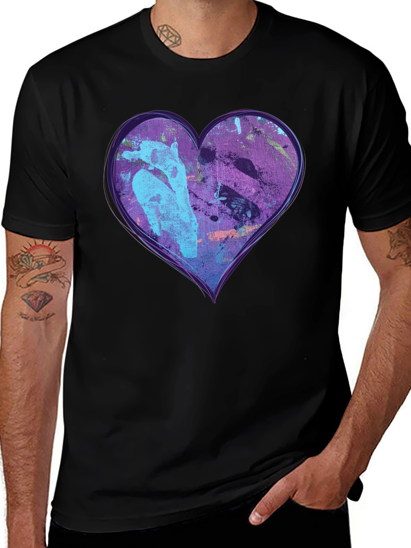 Variant 30 of Abstract Heart Graphic Black Tee