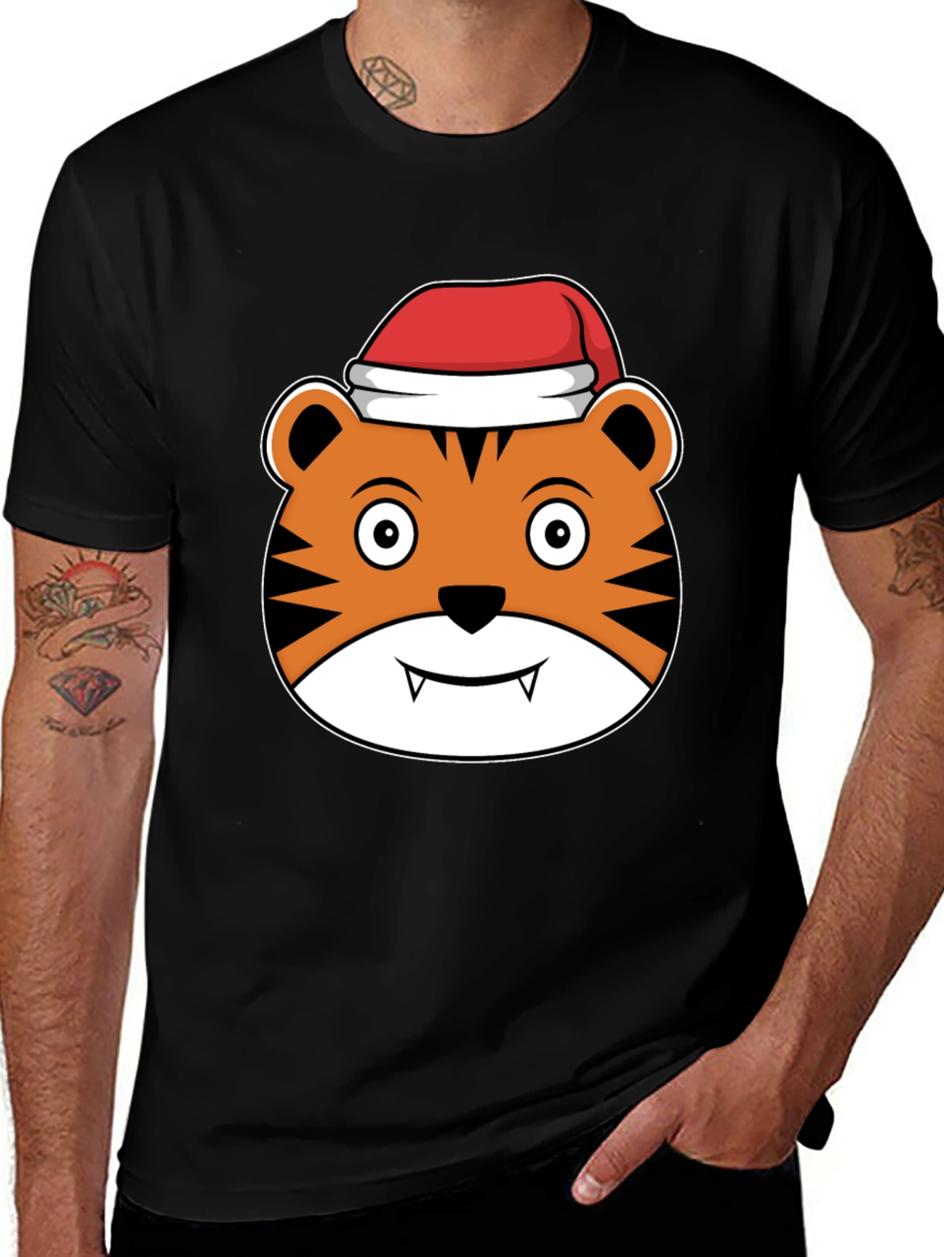 Festive Tiger Graphic Tee - Holiday Cheer