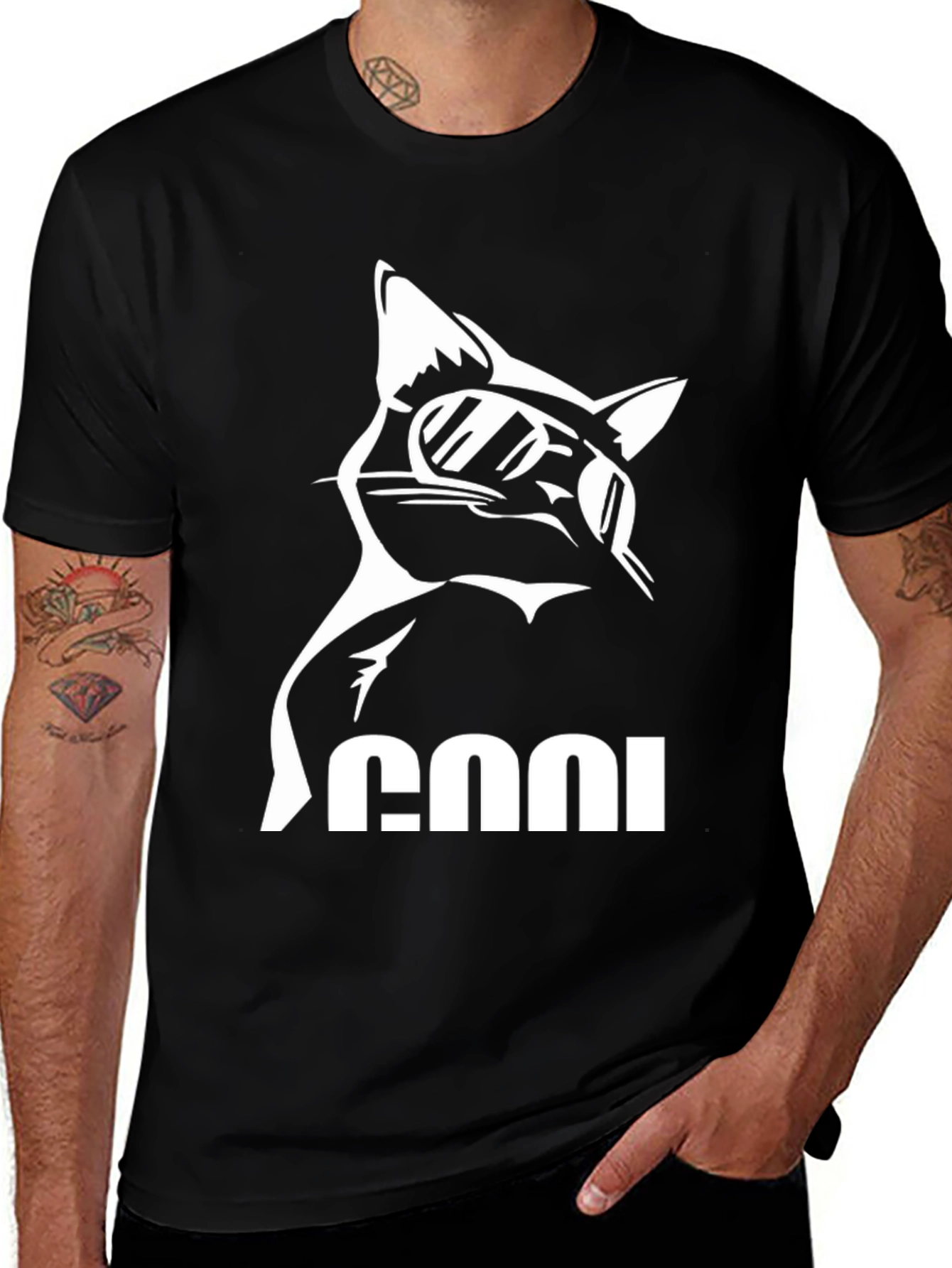 Variant 3 of Cool Cat Graphic Tee - Black
