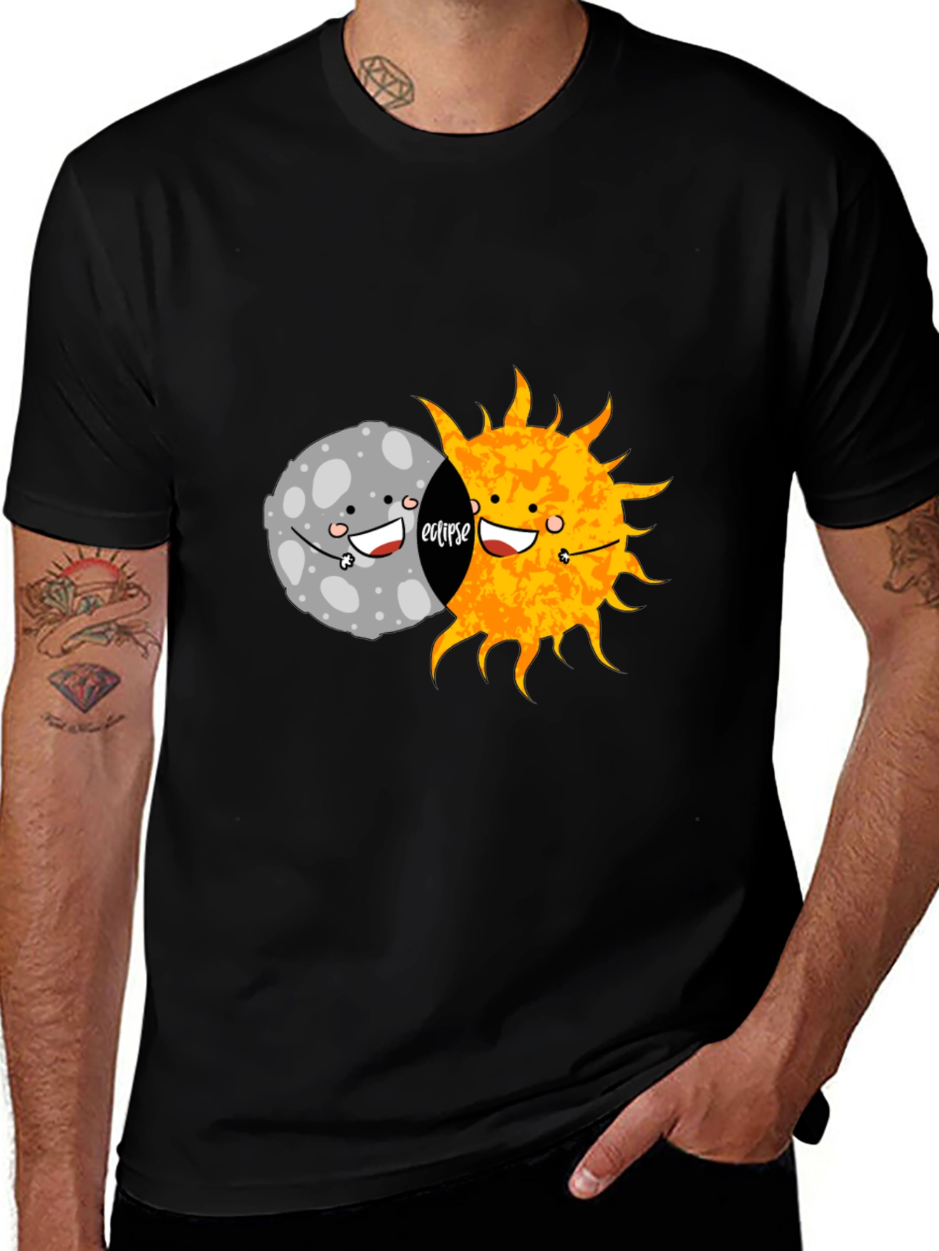 Variant 27 of Eclipse Graphic Tee - Cute Moon and Sun Design