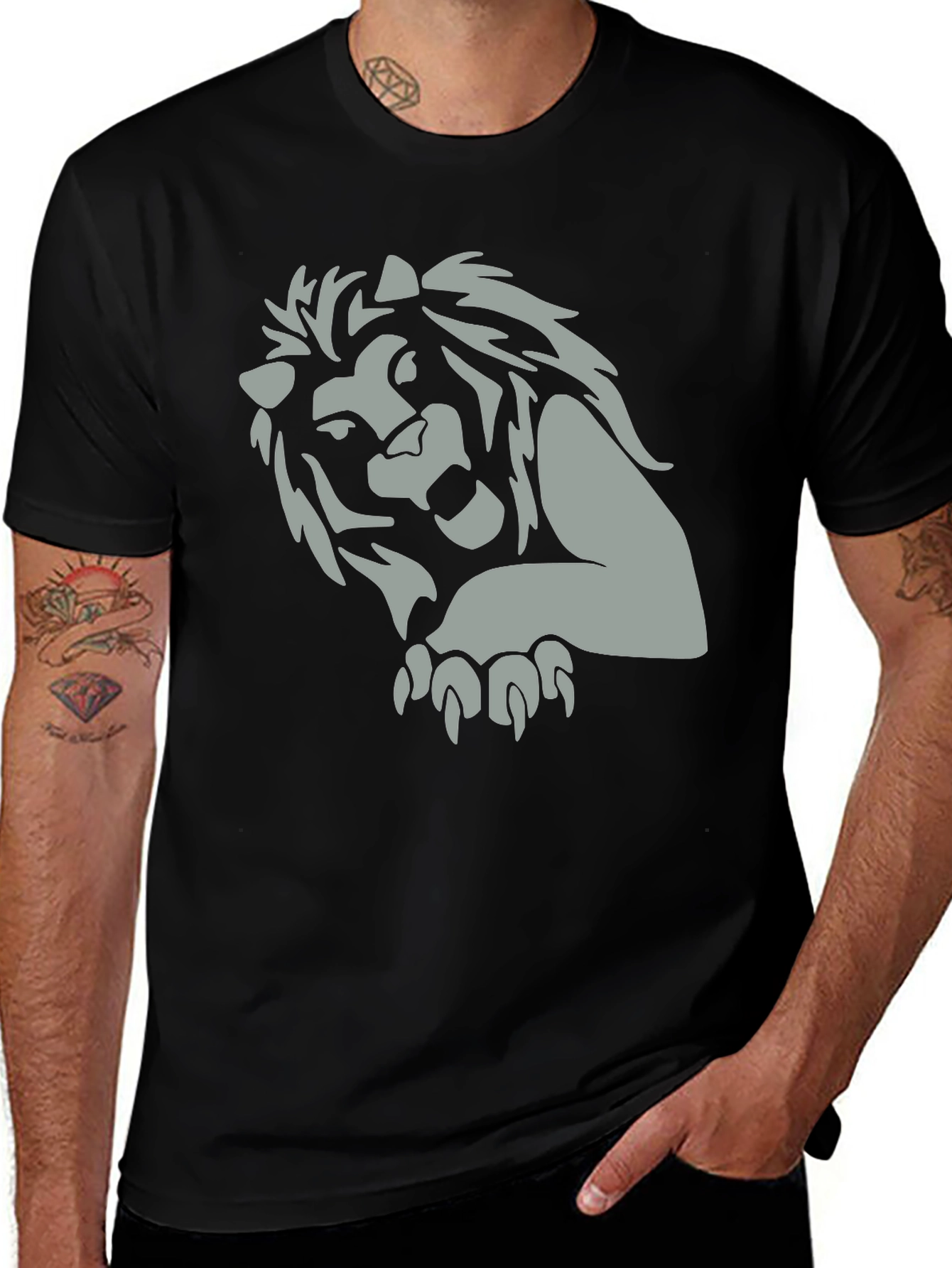 Variant 18 of Lion Graphic Print T-Shirt - Black