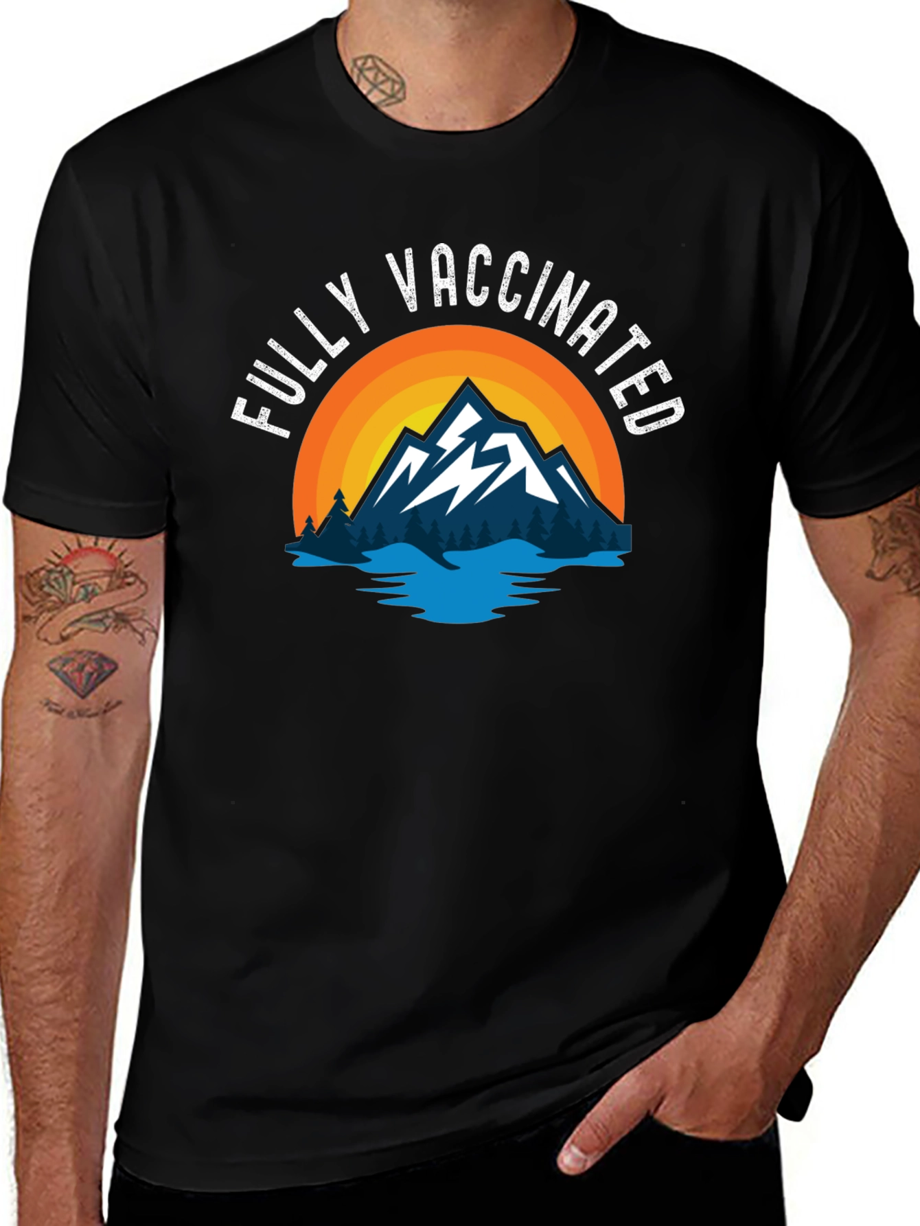 Variant 26 of Fully Vaccinated Mountain Graphic T-Shirt