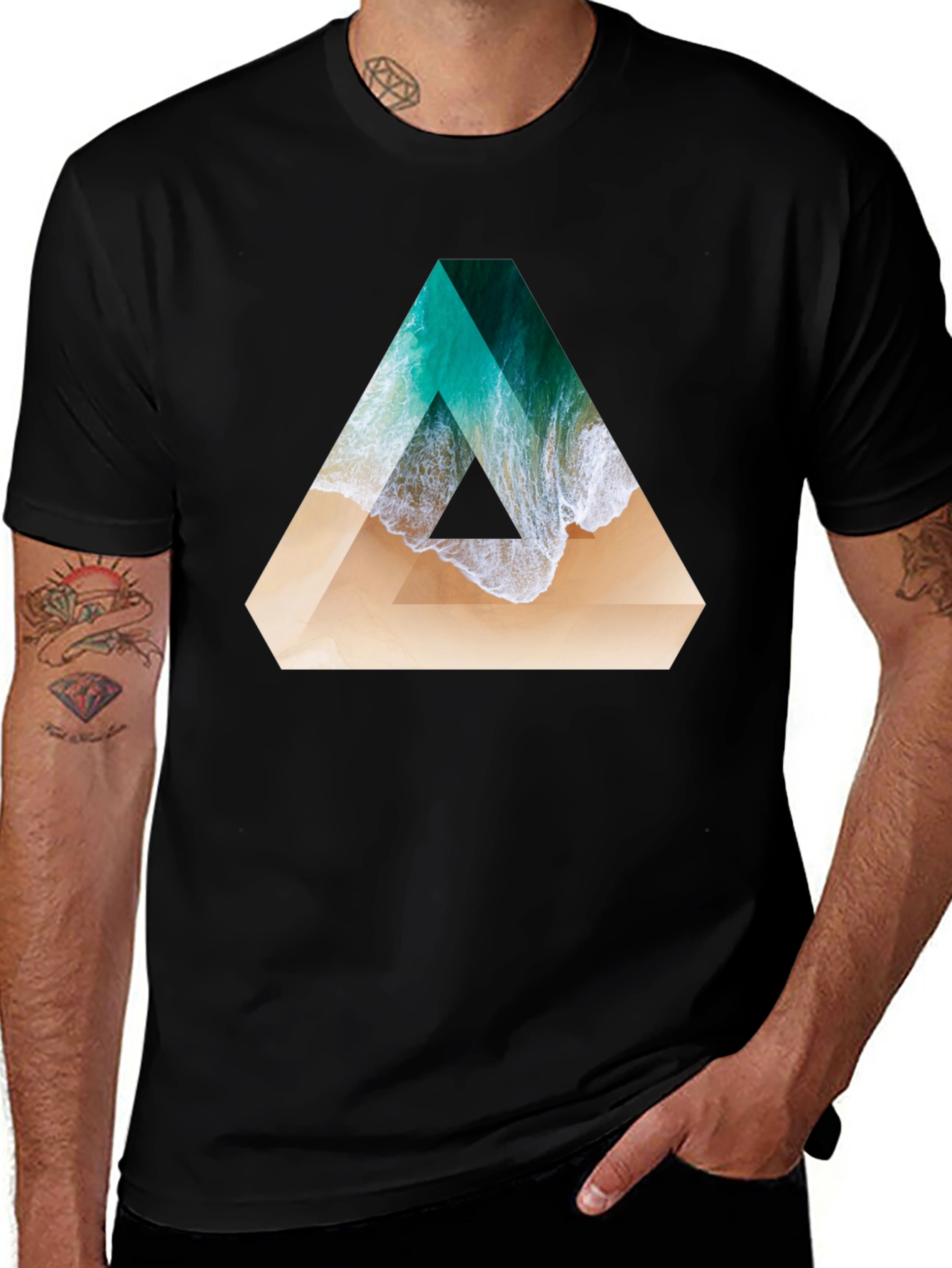 Variant 7 of Geometric Beach Wave T-Shirt