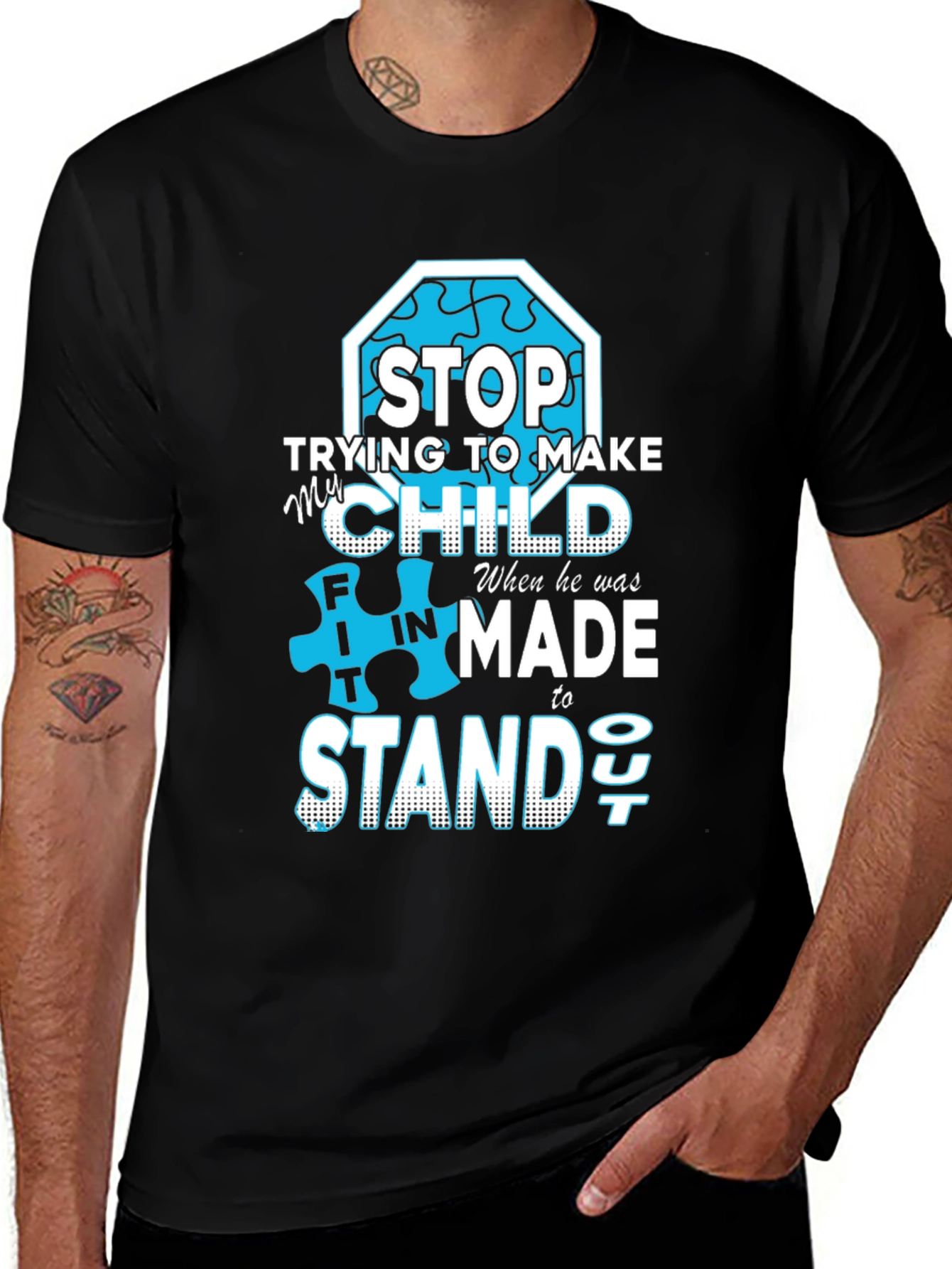 Black Autism Awareness T-Shirt: Stand Out main image
